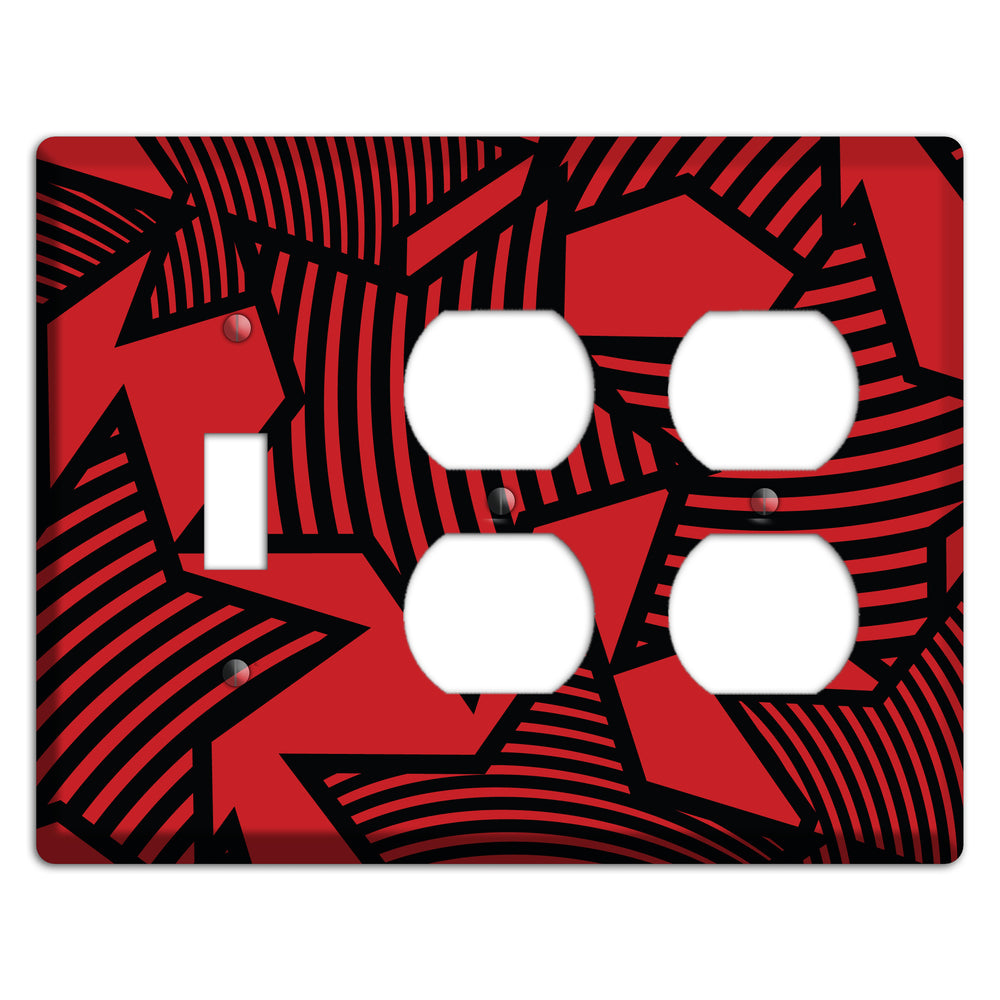Red with Large Black Stars Toggle / 2 Duplex Wallplate