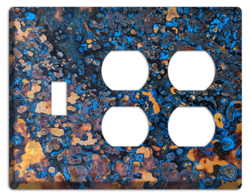 Copper Turquoise Toggle / 2 Duplex Outlet Switchplate