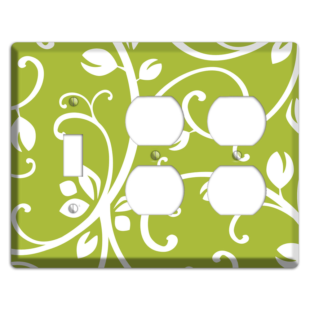 Green Bud Sprig Toggle / 2 Duplex Wallplate