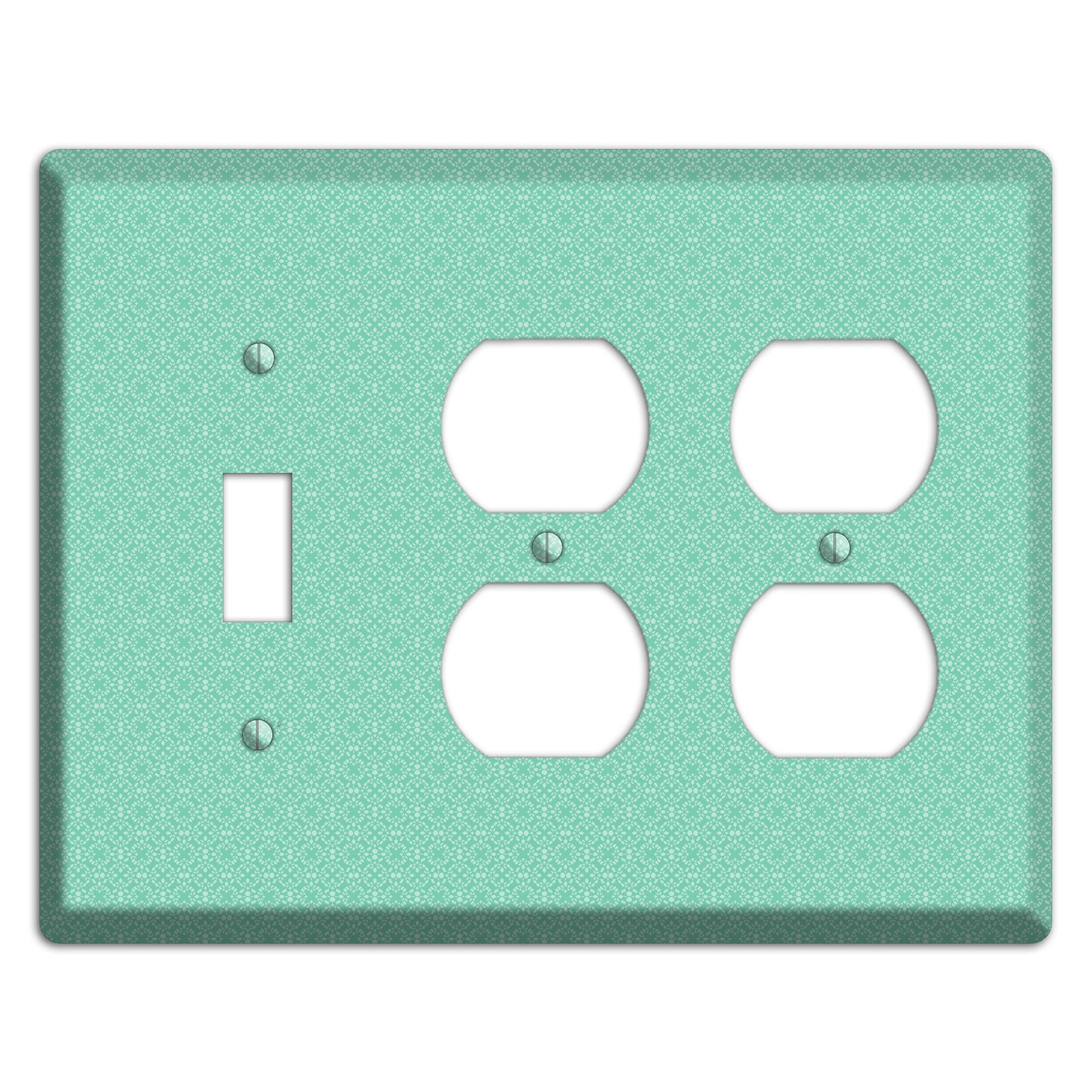Aqua Calico Cartouche Toggle / 2 Duplex Wallplate