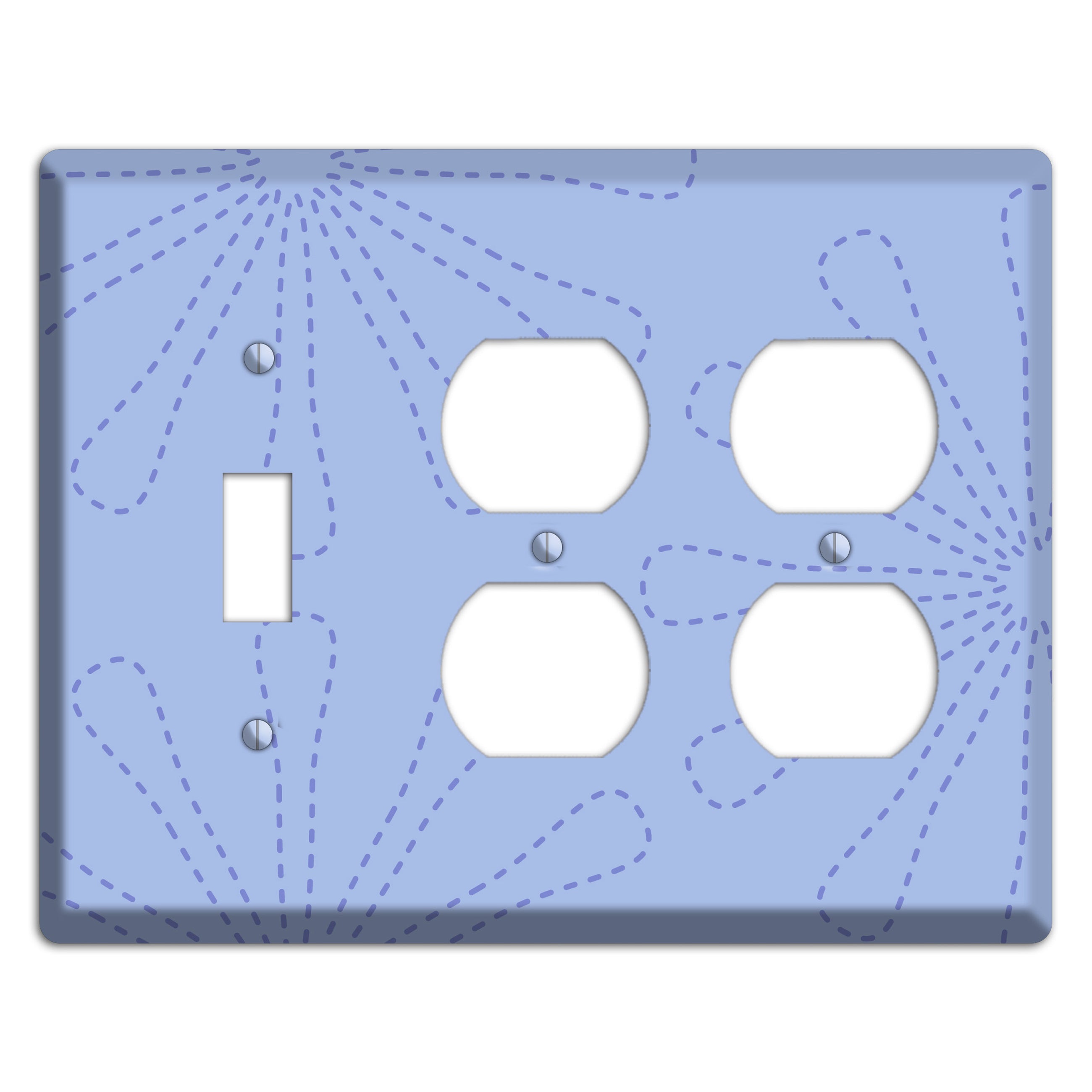 Periwinkle Retro Stipple Floral Contour Toggle / 2 Duplex Wallplate