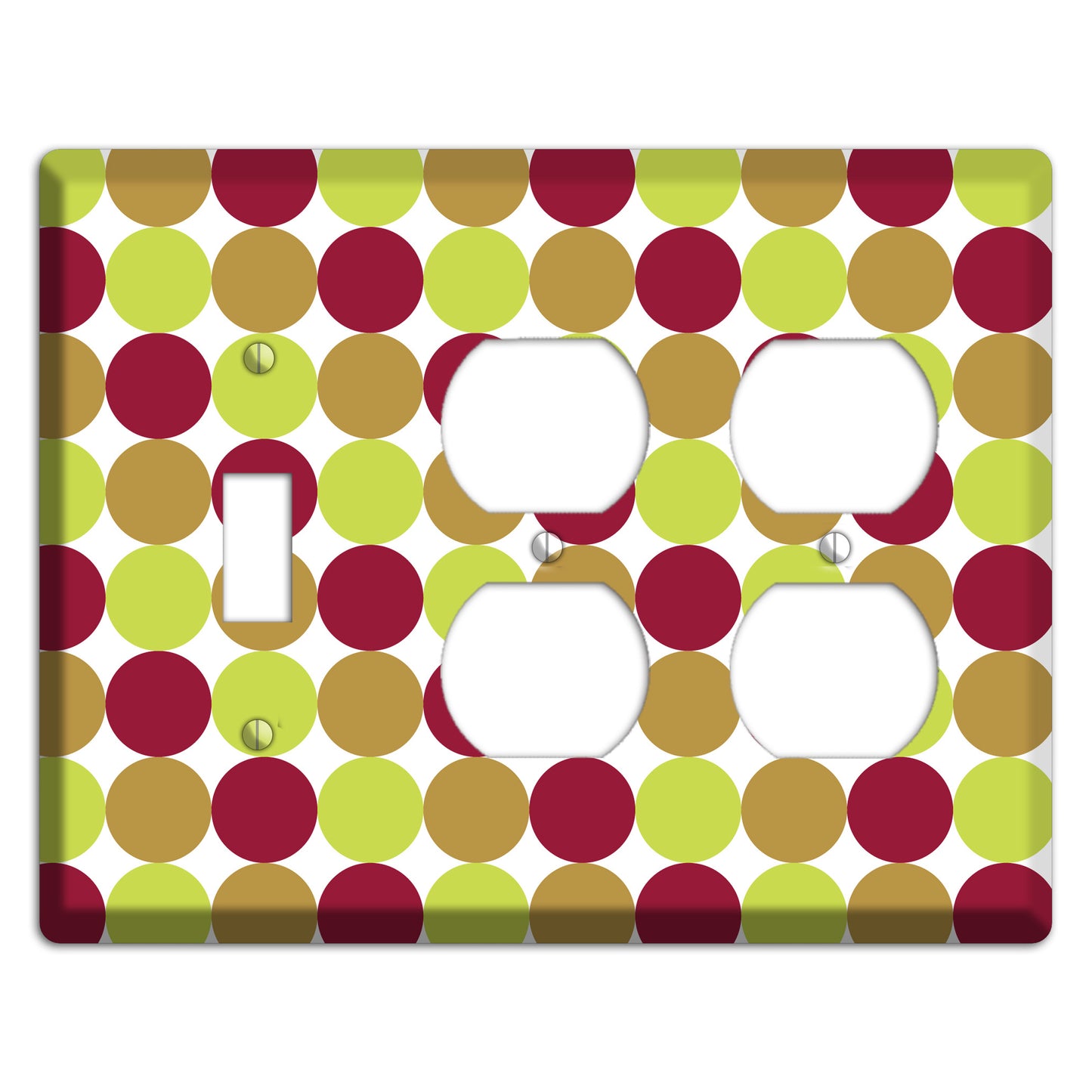 Lime Brown Maroon Tiled Dots Toggle / 2 Duplex Wallplate
