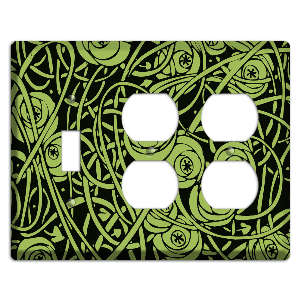Green Deco Floral Toggle / 2 Duplex Wallplate