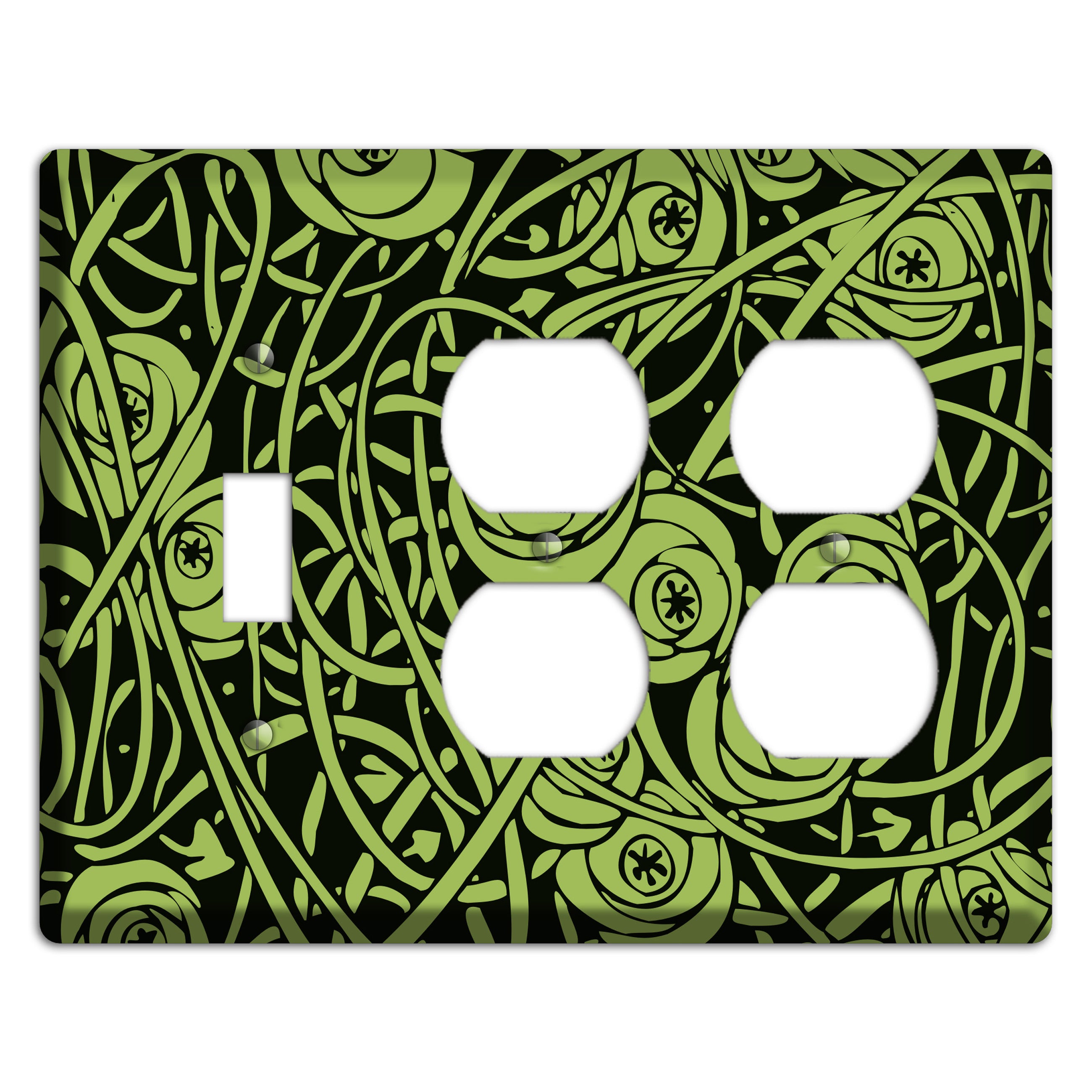 Green Deco Floral Toggle / 2 Duplex Wallplate