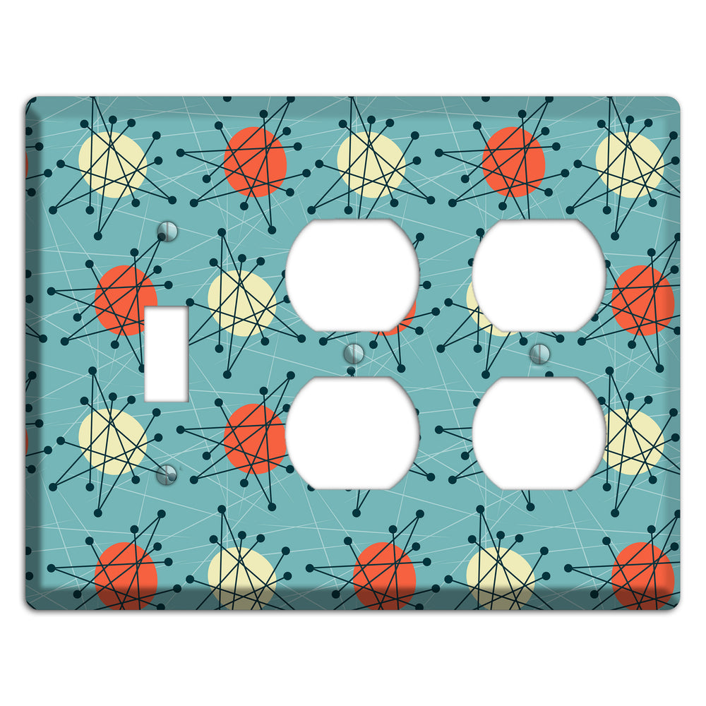 Orange And Yellow Atomic Burst Toggle / 2 Duplex Wallplate
