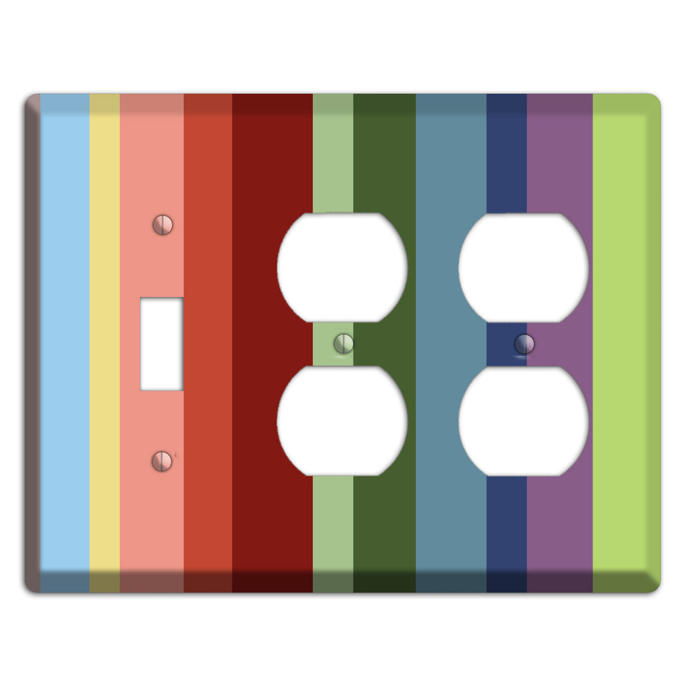 Multi Pastel Vertical Stripe Toggle / 2 Duplex Wallplate