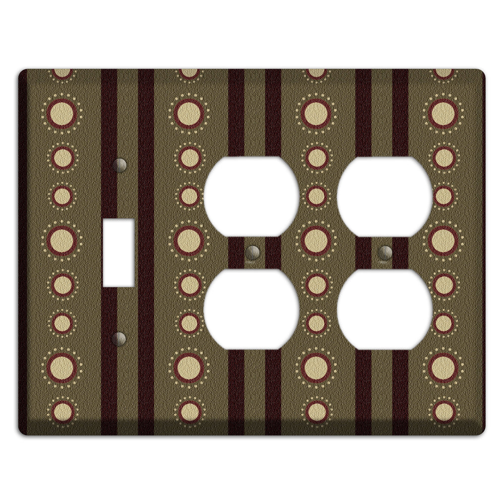 Multi Brown Suzani Toggle / 2 Duplex Wallplate