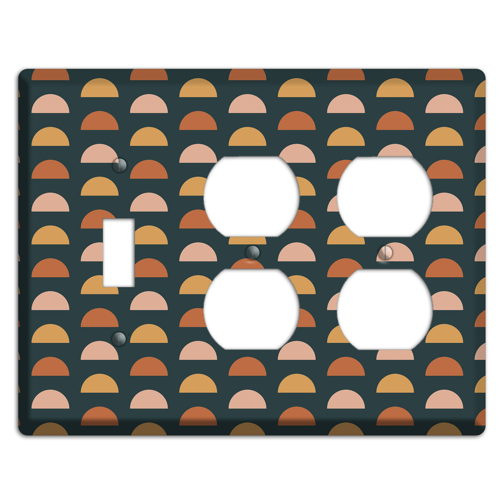 Teal Half Moons Toggle / 2 Duplex Wallplate