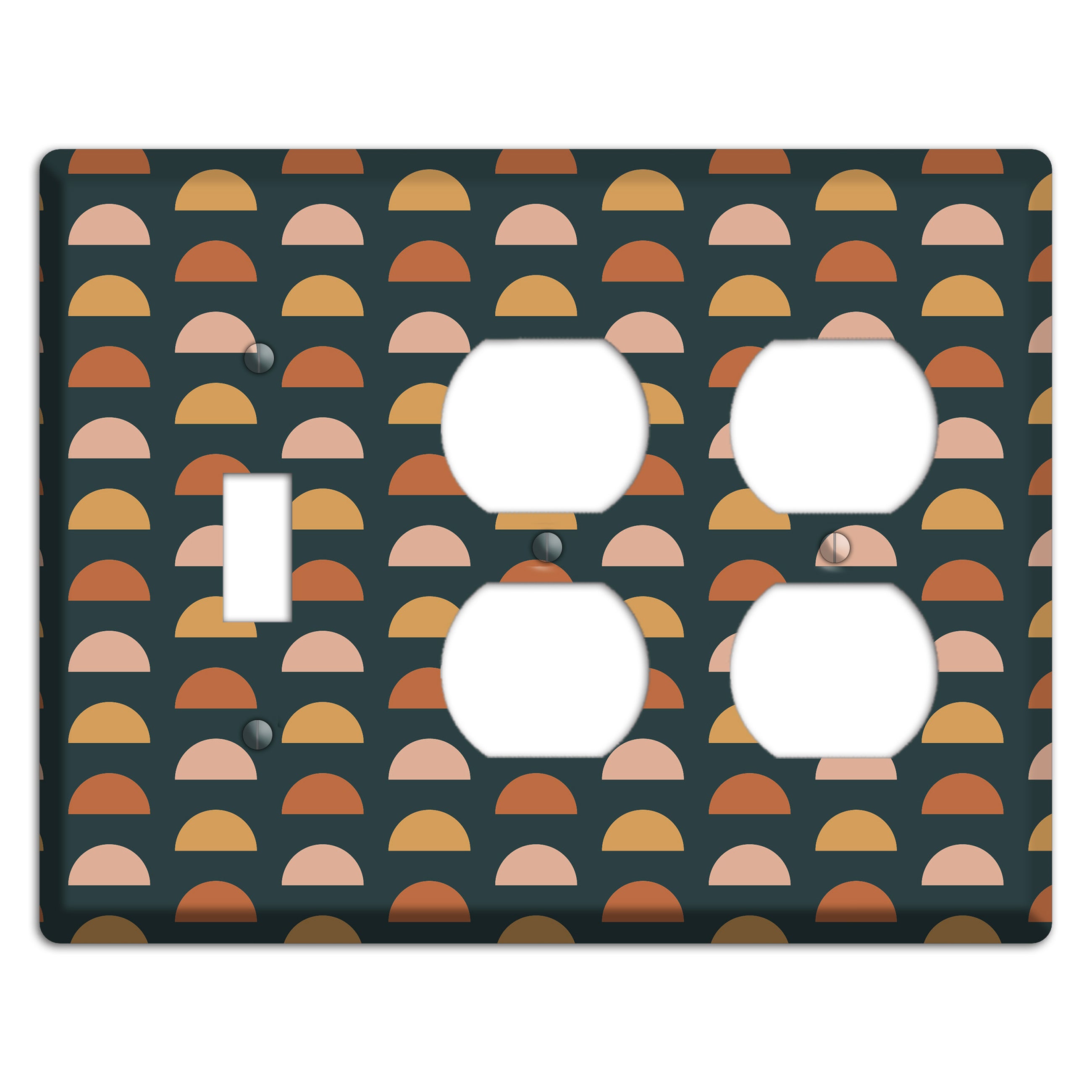 Teal Half Moons Toggle / 2 Duplex Wallplate