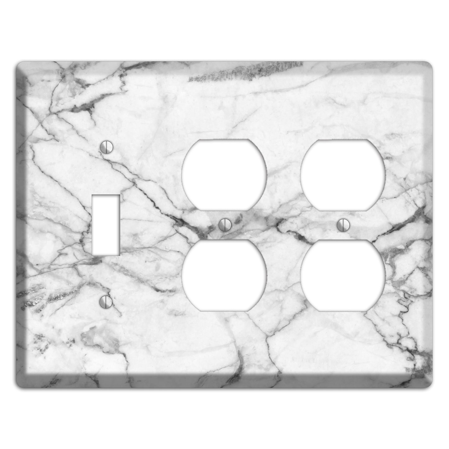 White and Gray Marble Toggle / 2 Duplex Wallplate