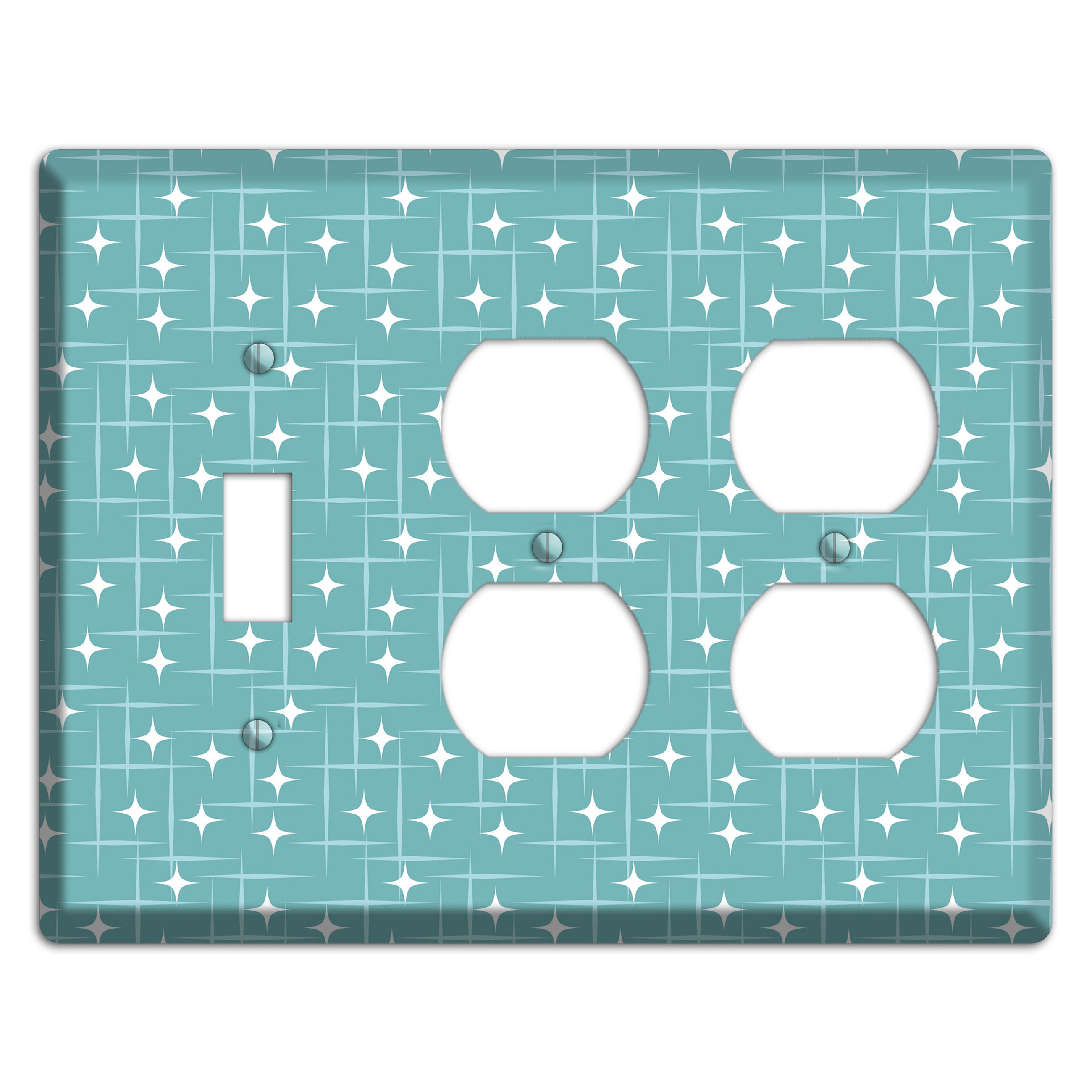 Blue Star Burst Toggle / 2 Duplex Wallplate