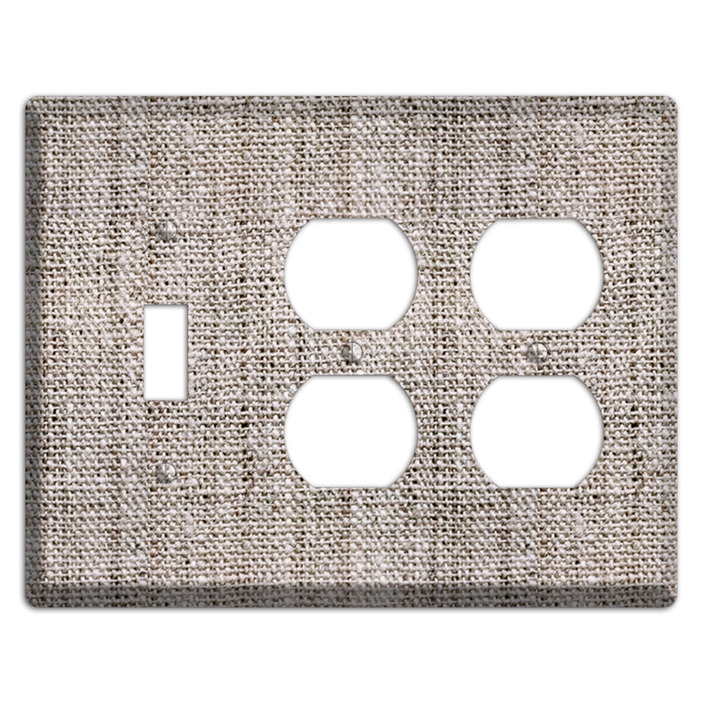 Natural Gray Burlap Toggle / 2 Duplex Wallplate