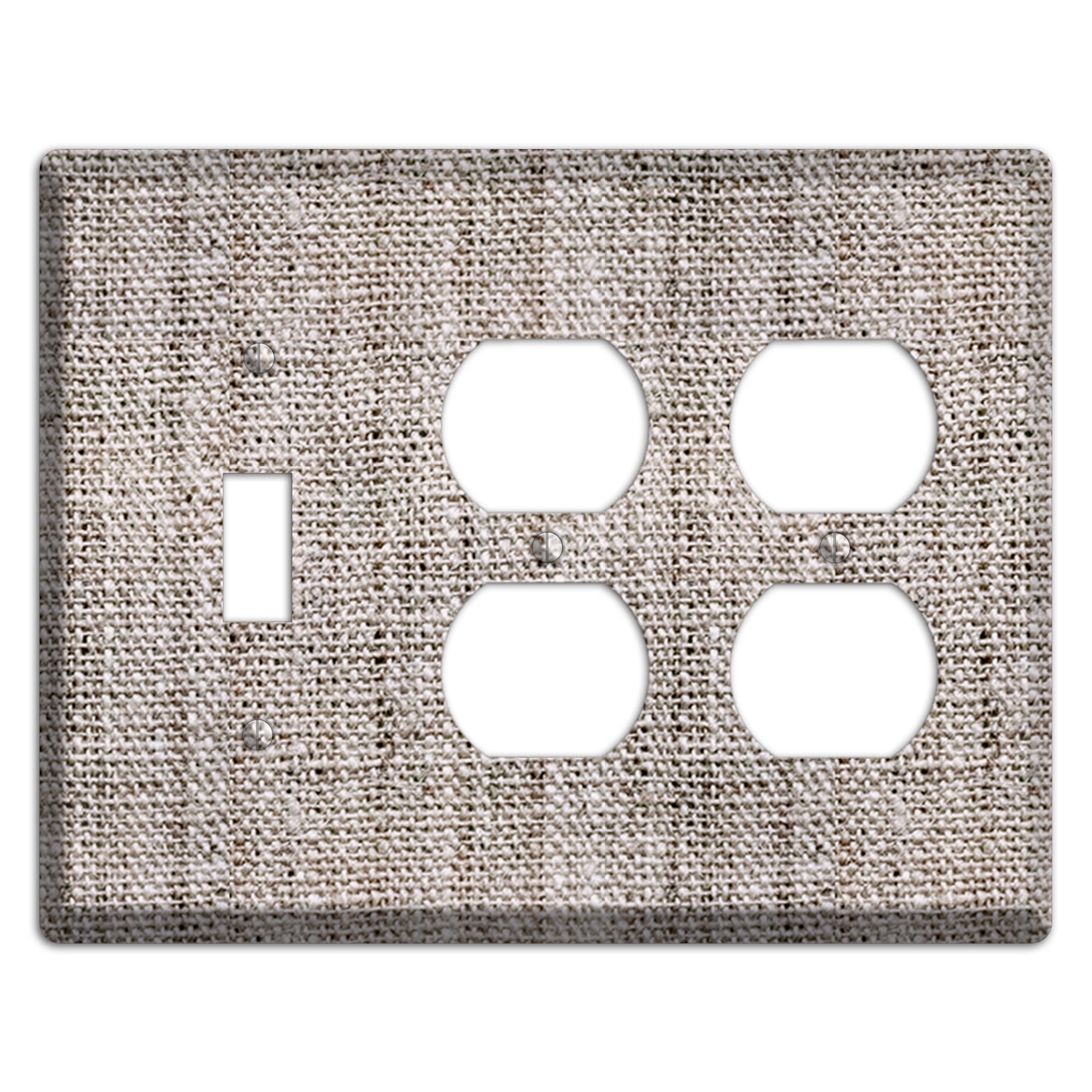 Natural Gray Burlap Toggle / 2 Duplex Wallplate
