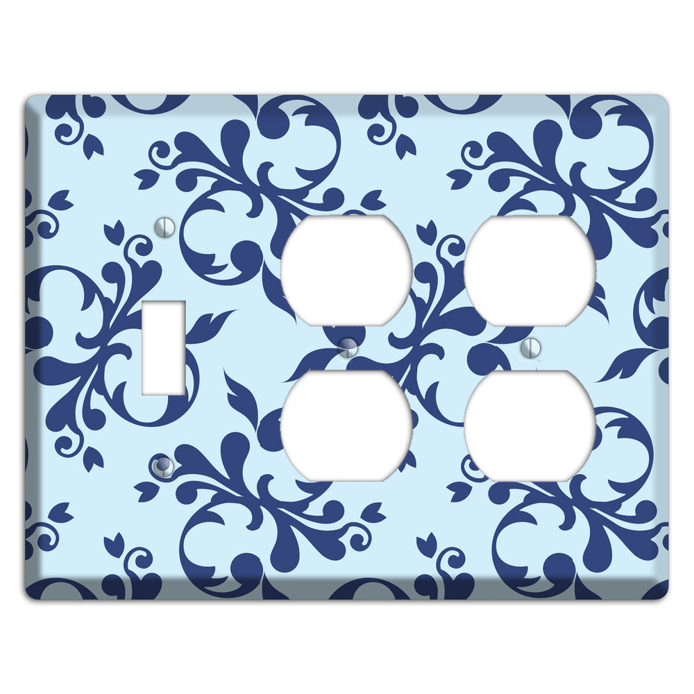 Blue Victorian Toile Toggle / 2 Duplex Wallplate