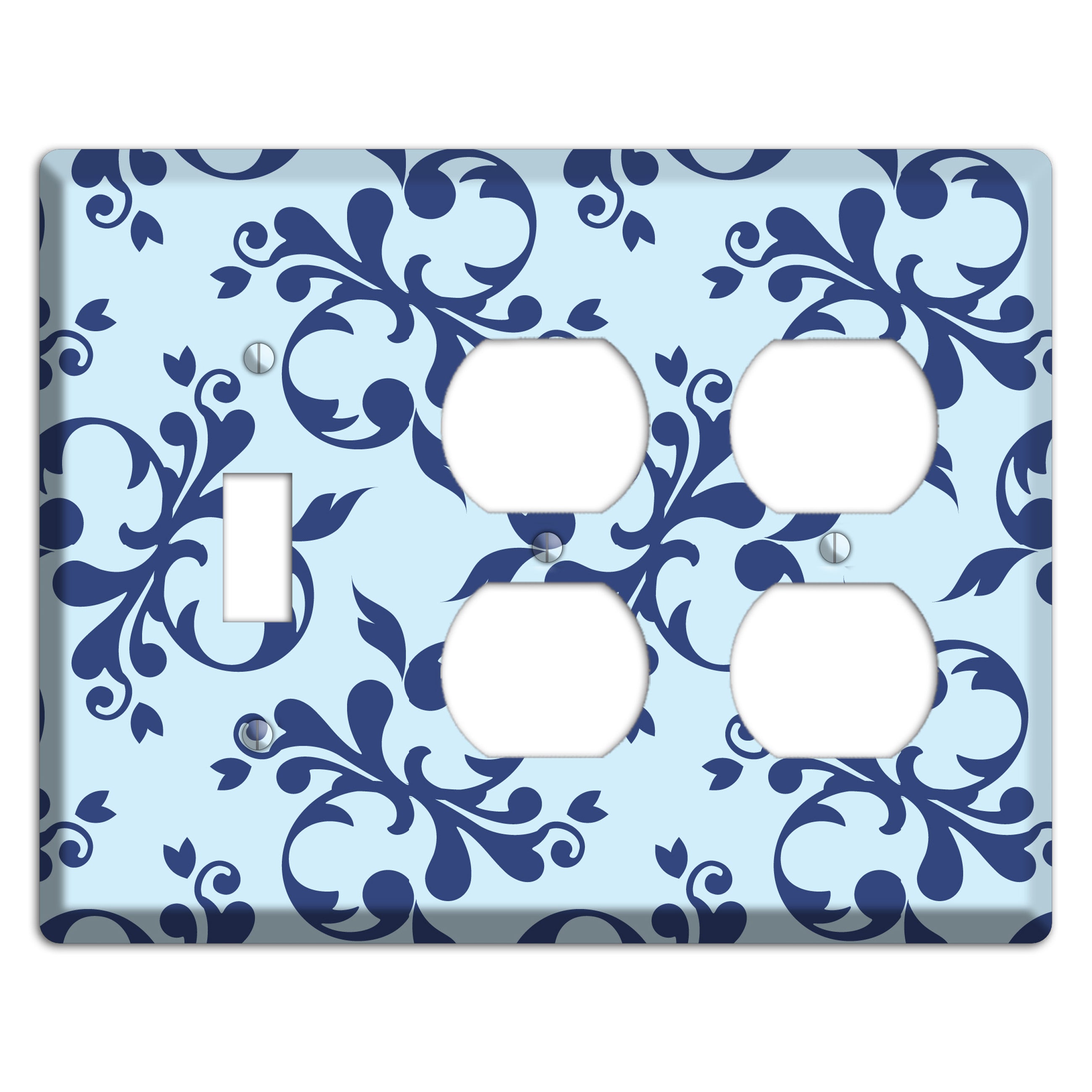 Blue Victorian Toile Toggle / 2 Duplex Wallplate