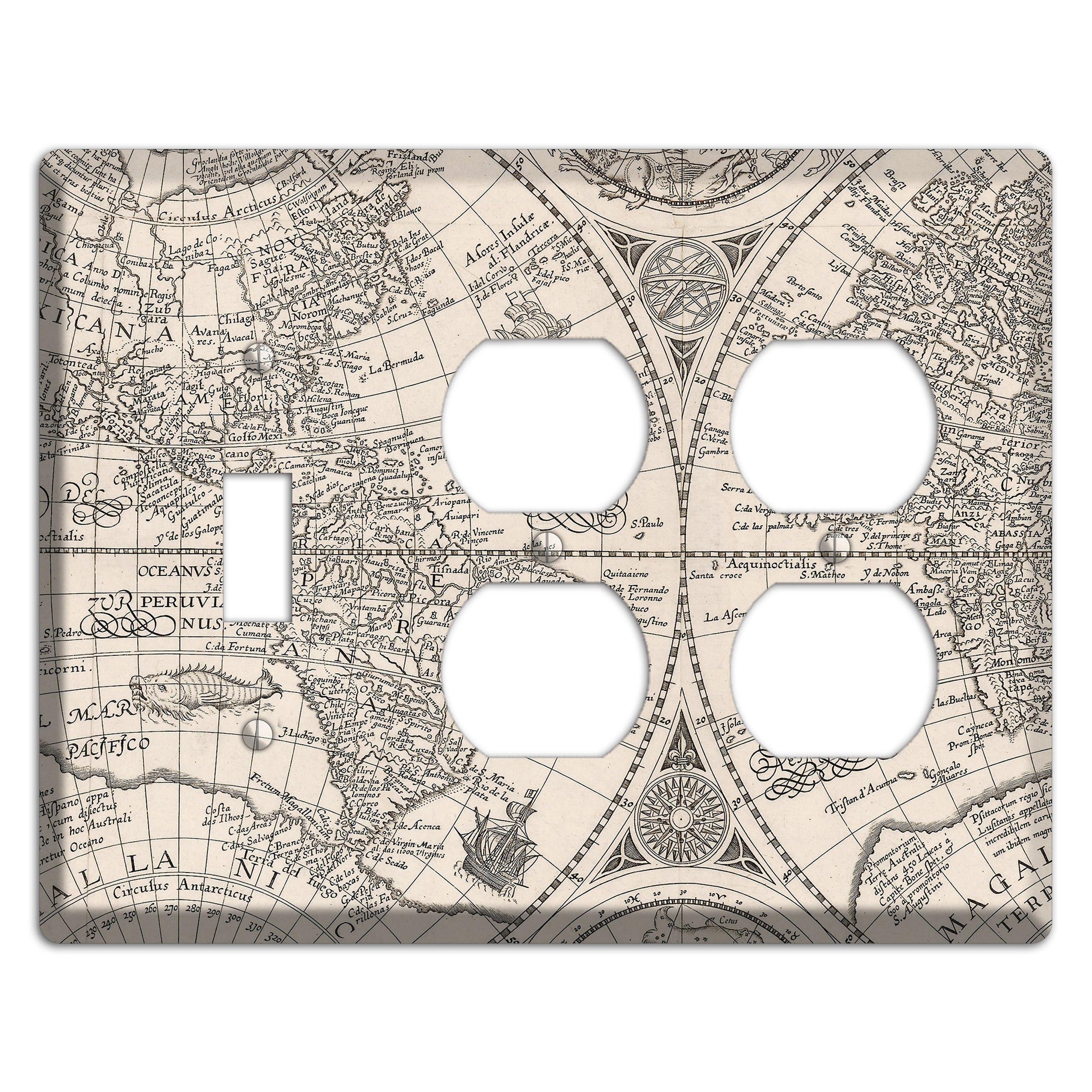 Map of South America Toggle / 2 Duplex Wallplate