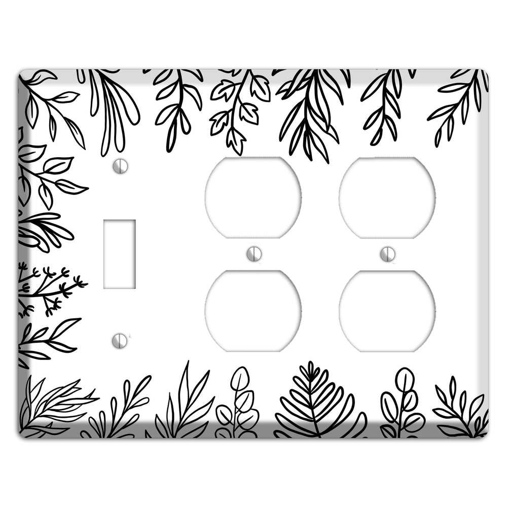 Hand-Drawn Floral 39 Toggle / 2 Duplex Wallplate