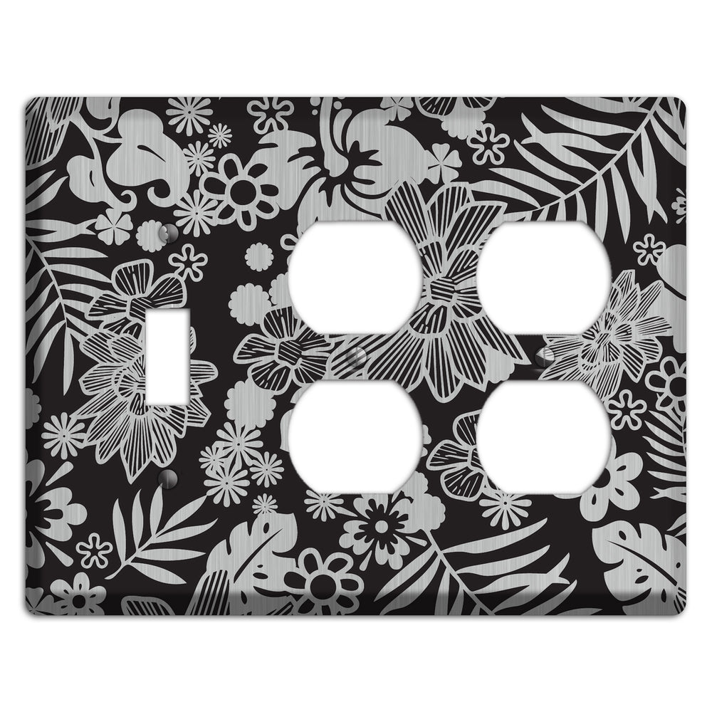 Black with Stainless Steel Tropical Toggle / 2 Duplex Wallplate
