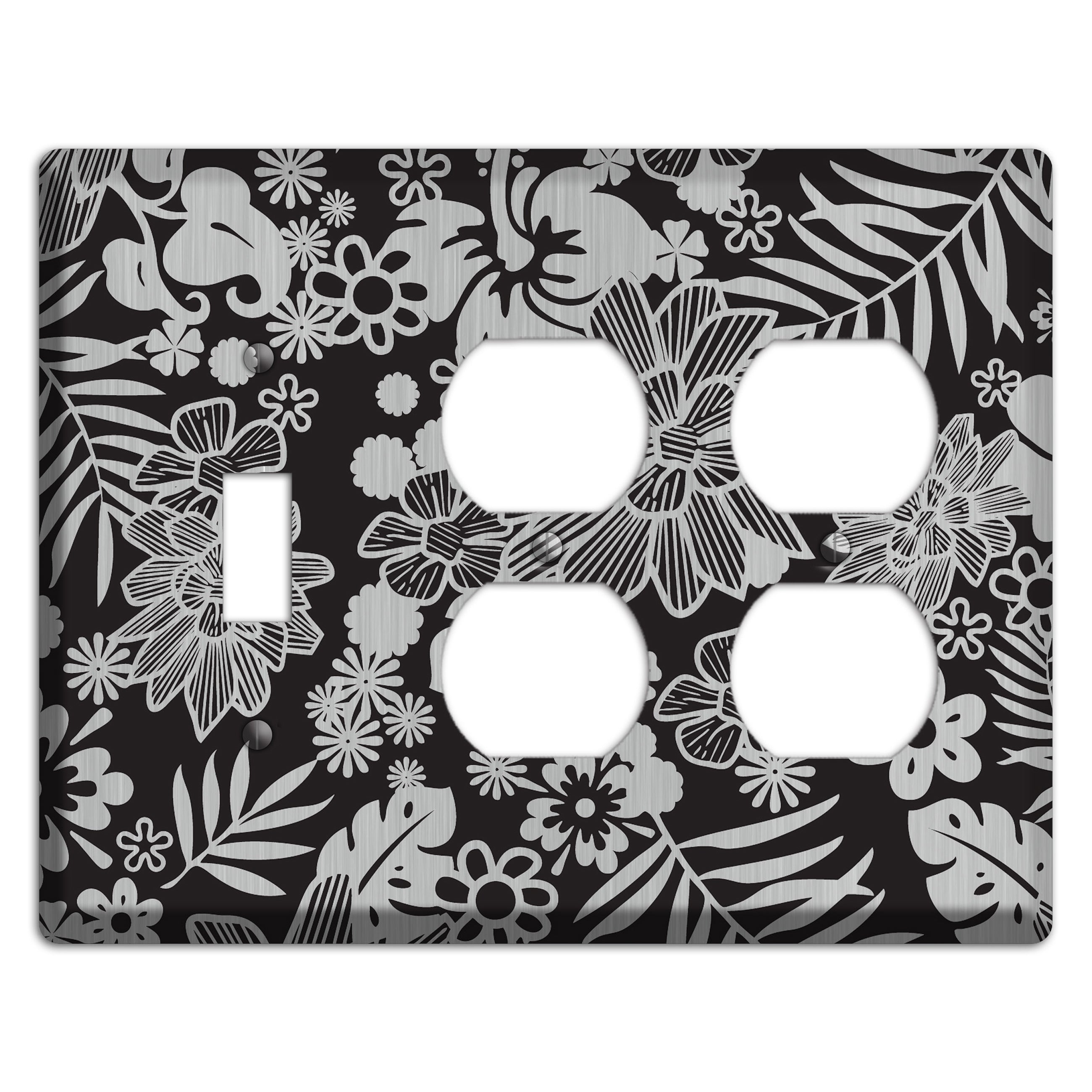 Black with Stainless Tropical Toggle / 2 Duplex Wallplate