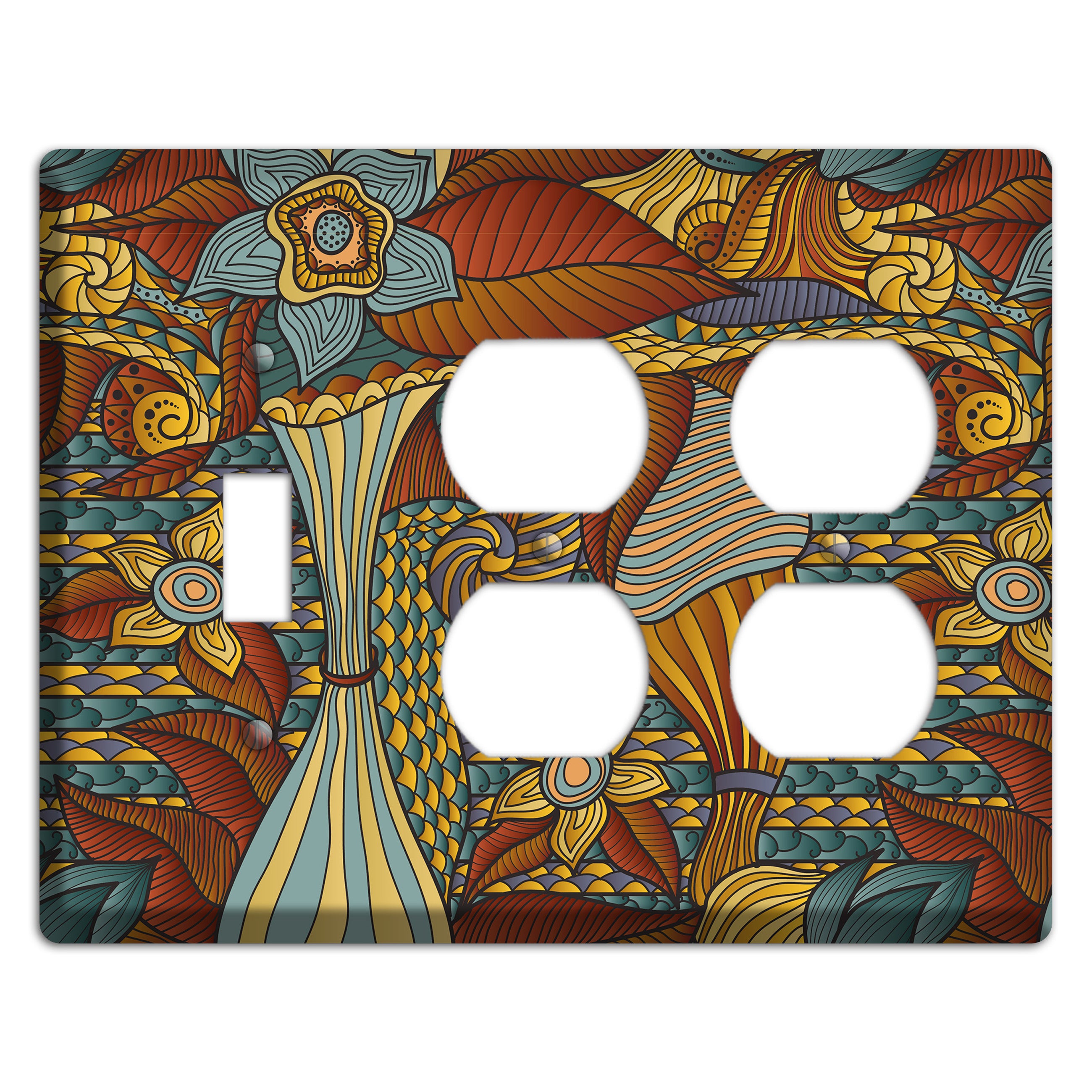 Retro Flourish 4 Toggle / 2 Duplex Wallplate
