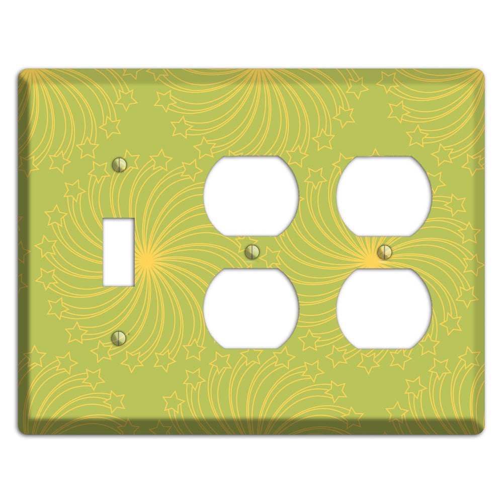 Multi Lime Star Swirl Toggle / 2 Duplex Wallplate