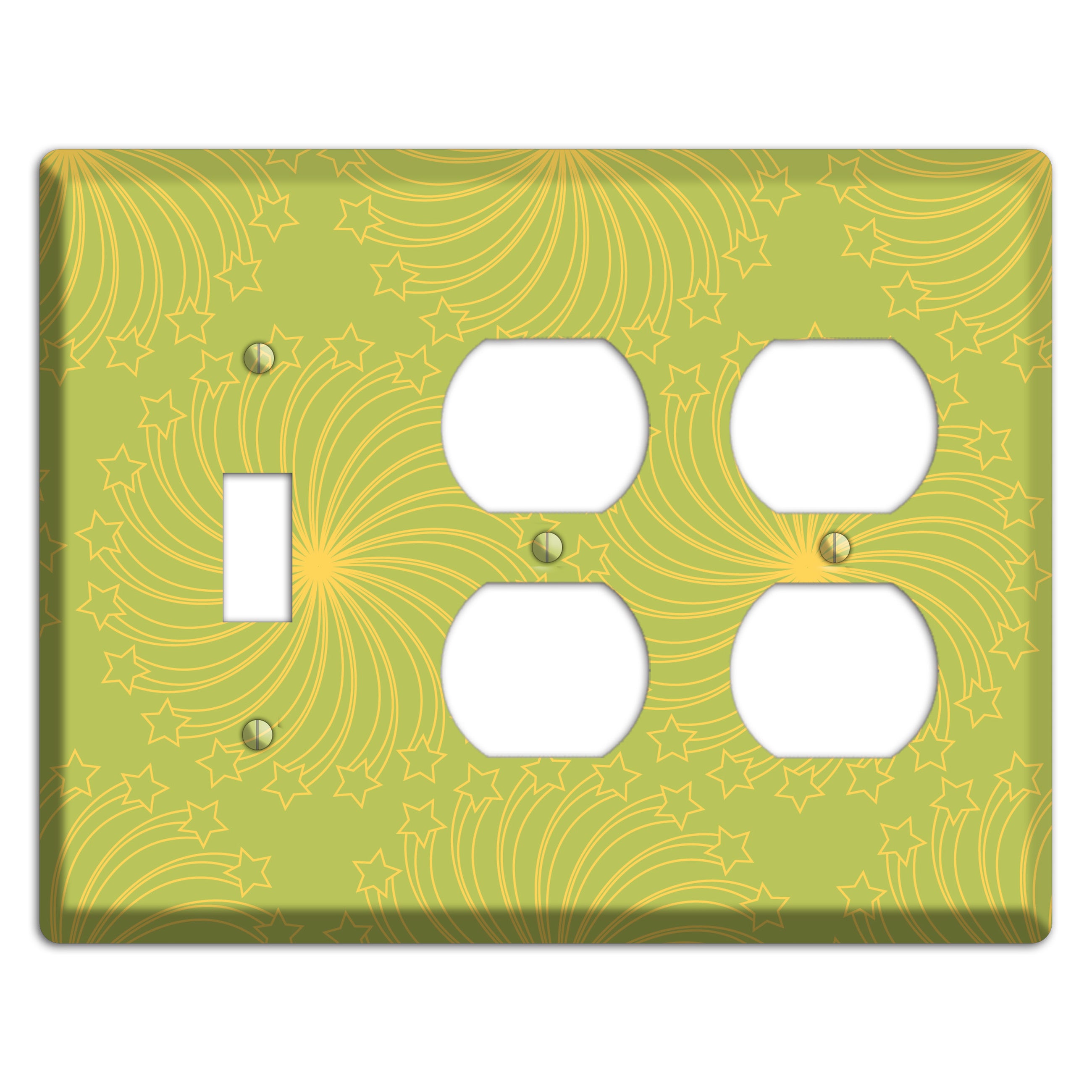 Multi Lime Star Swirl Toggle / 2 Duplex Wallplate