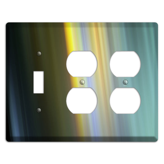 Black with Yellow Ray of Light Toggle / 2 Duplex Wallplate