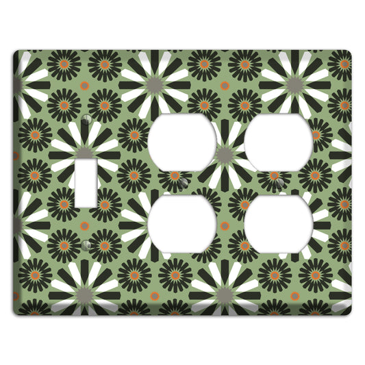 Olive with Scandinavian Floral Toggle / 2 Duplex Wallplate
