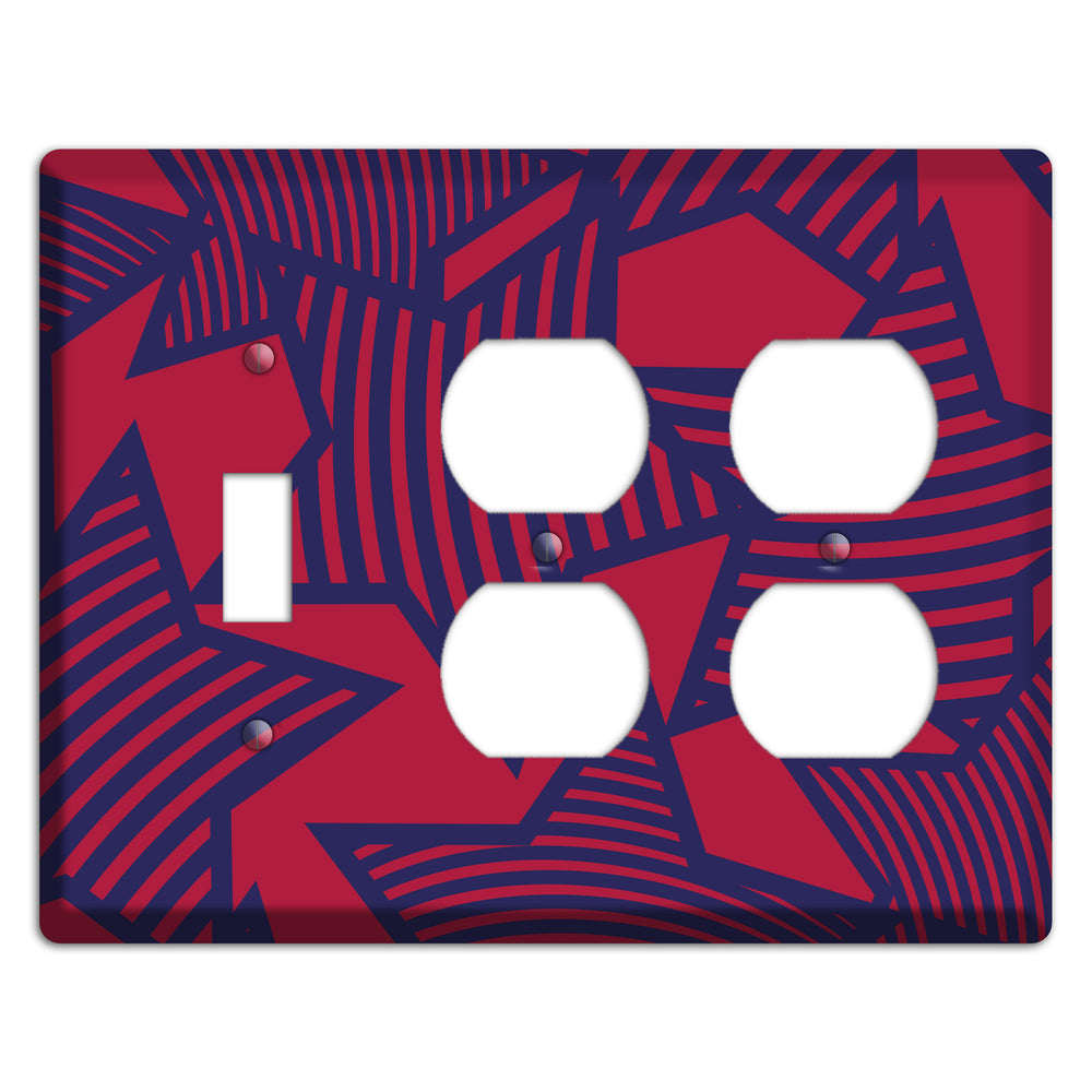 Red with Large Blue Stars Toggle / 2 Duplex Wallplate