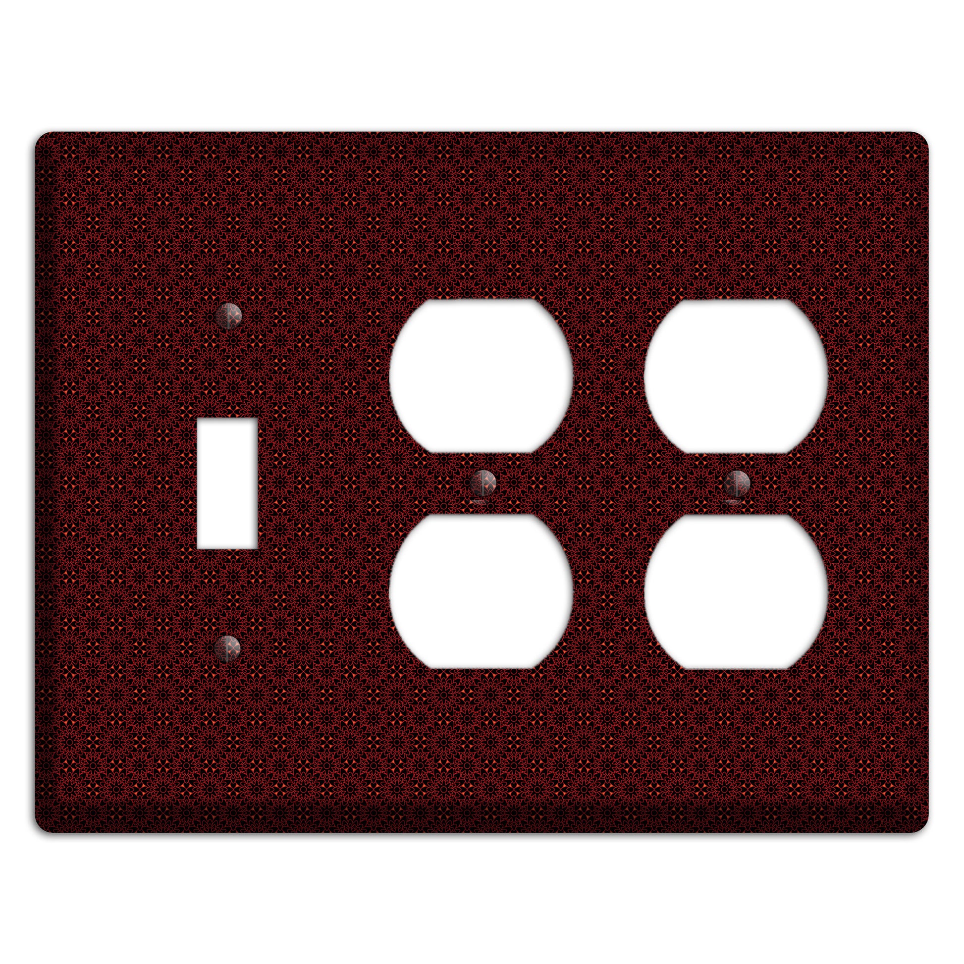 Maroon Checkered Foulard Toggle / 2 Duplex Wallplate