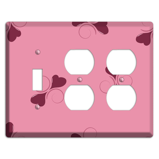 Pink with Hearts Toggle / 2 Duplex Wallplate