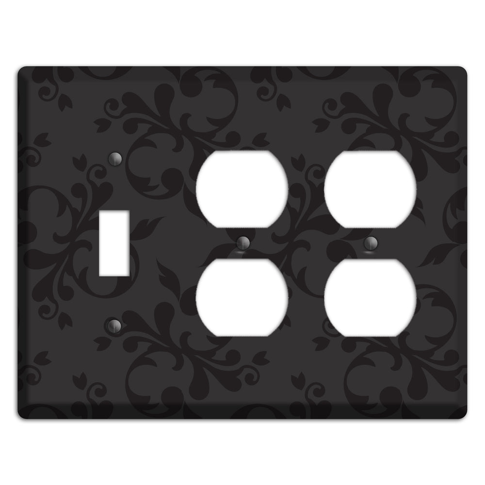 Black Victorian Toile Toggle / 2 Duplex Wallplate