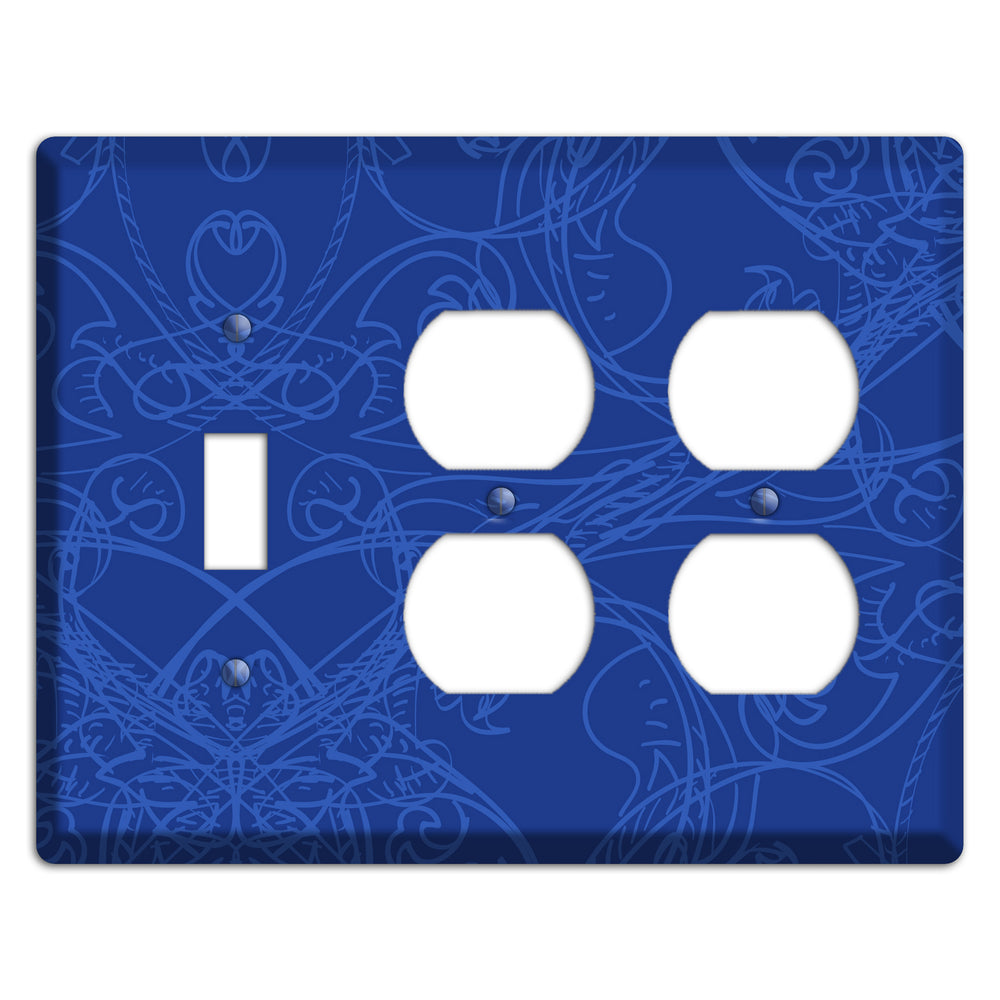 Blue Deco Sketch Toggle / 2 Duplex Wallplate