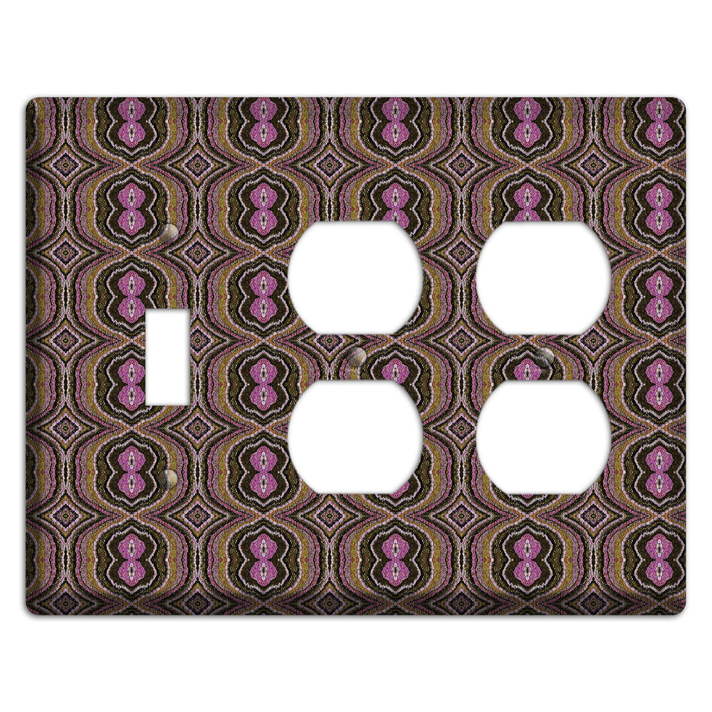 Pink and Brown Tapestry Toggle / 2 Duplex Wallplate