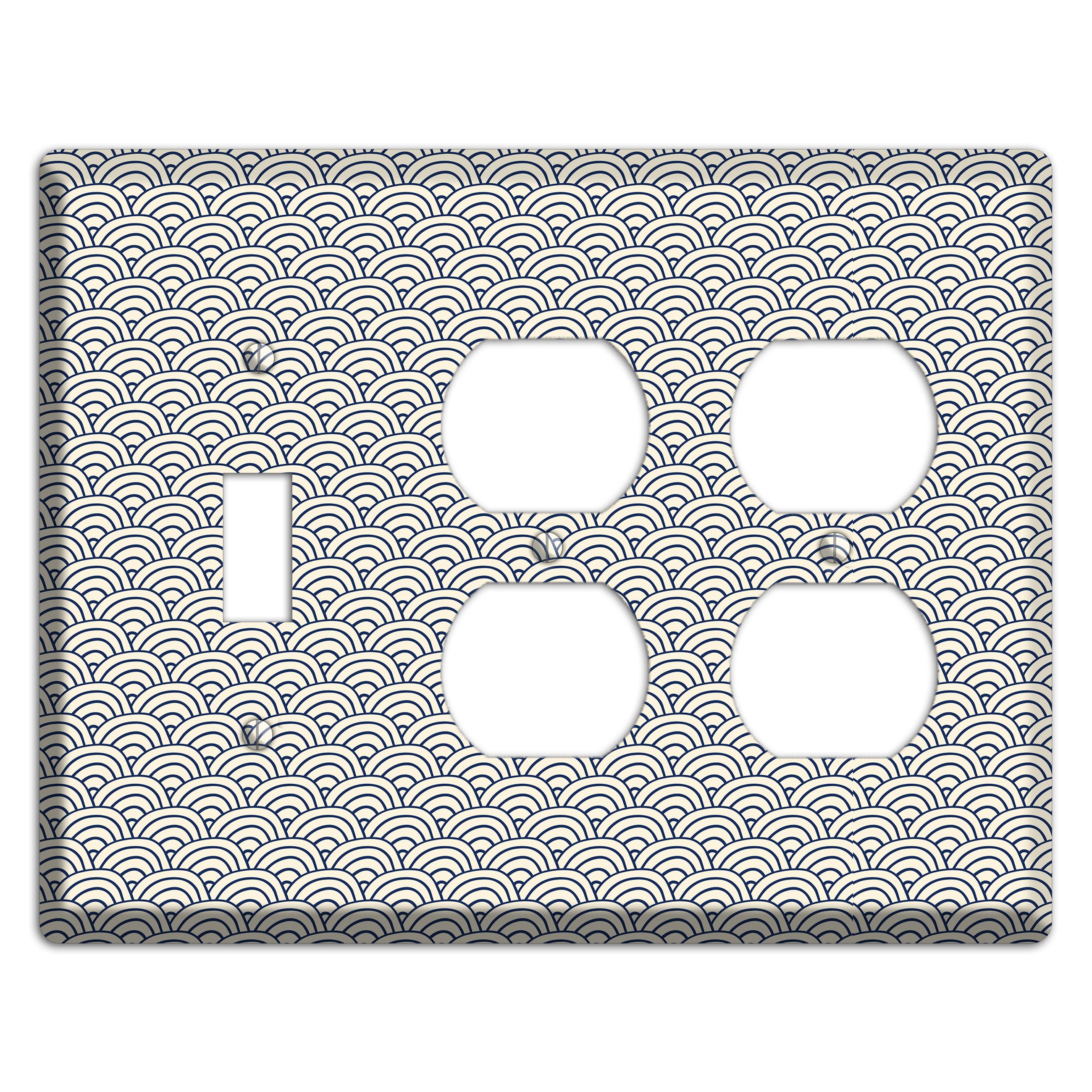 Beige Scallop Print Toggle / 2 Duplex Wallplate