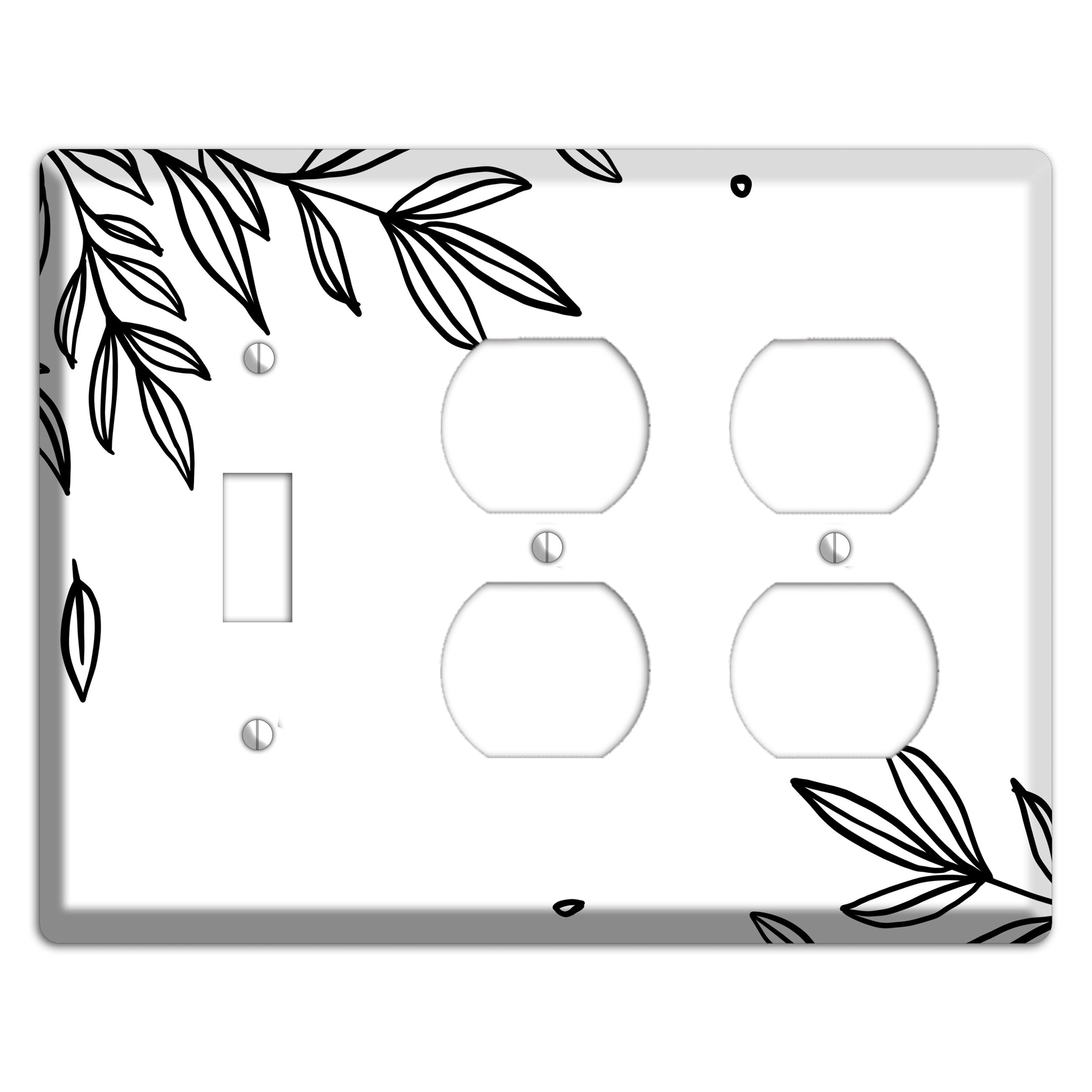 Hand-Drawn Floral 3 Toggle / 2 Duplex Wallplate