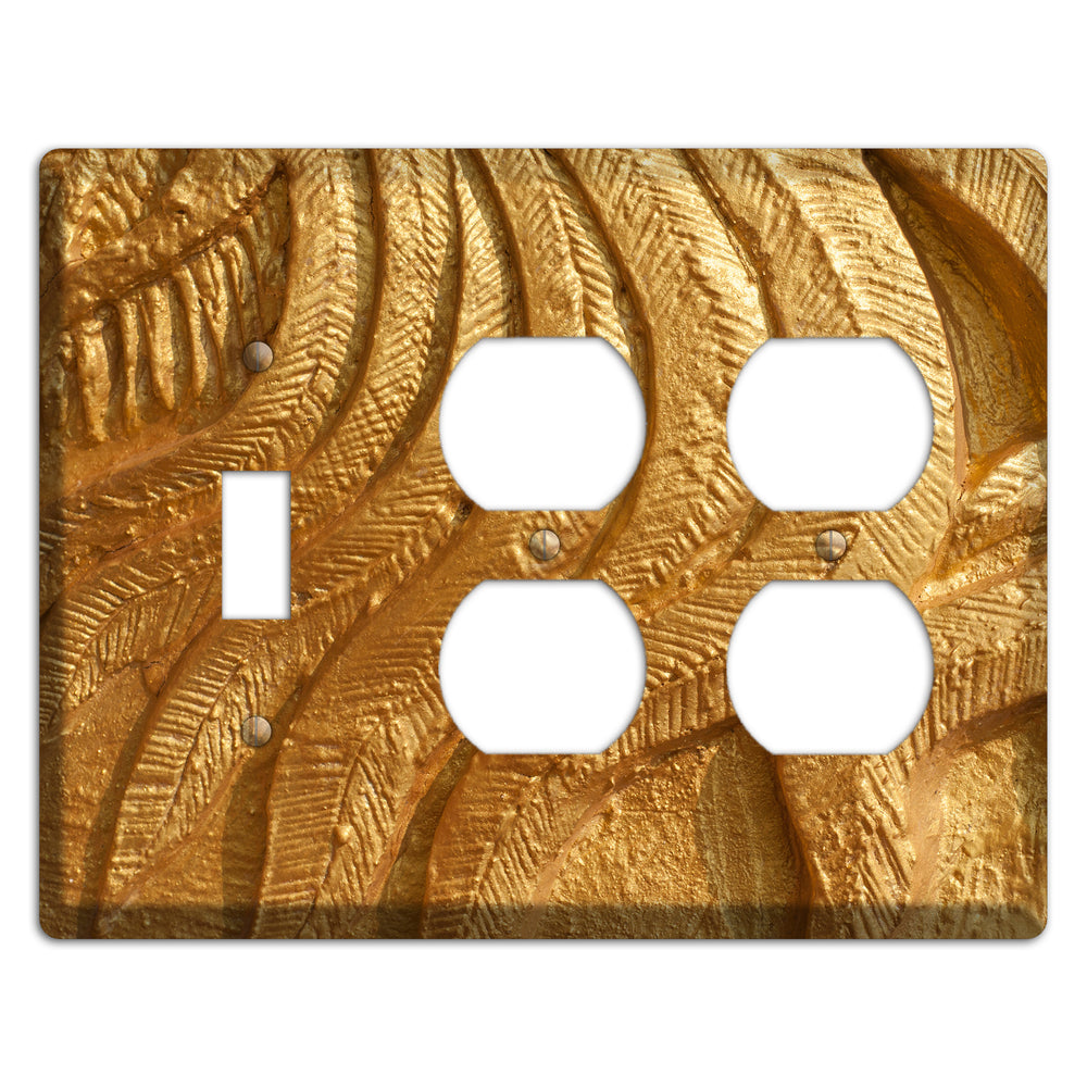 Gold Swirl Concrete Toggle / 2 Duplex Wallplate
