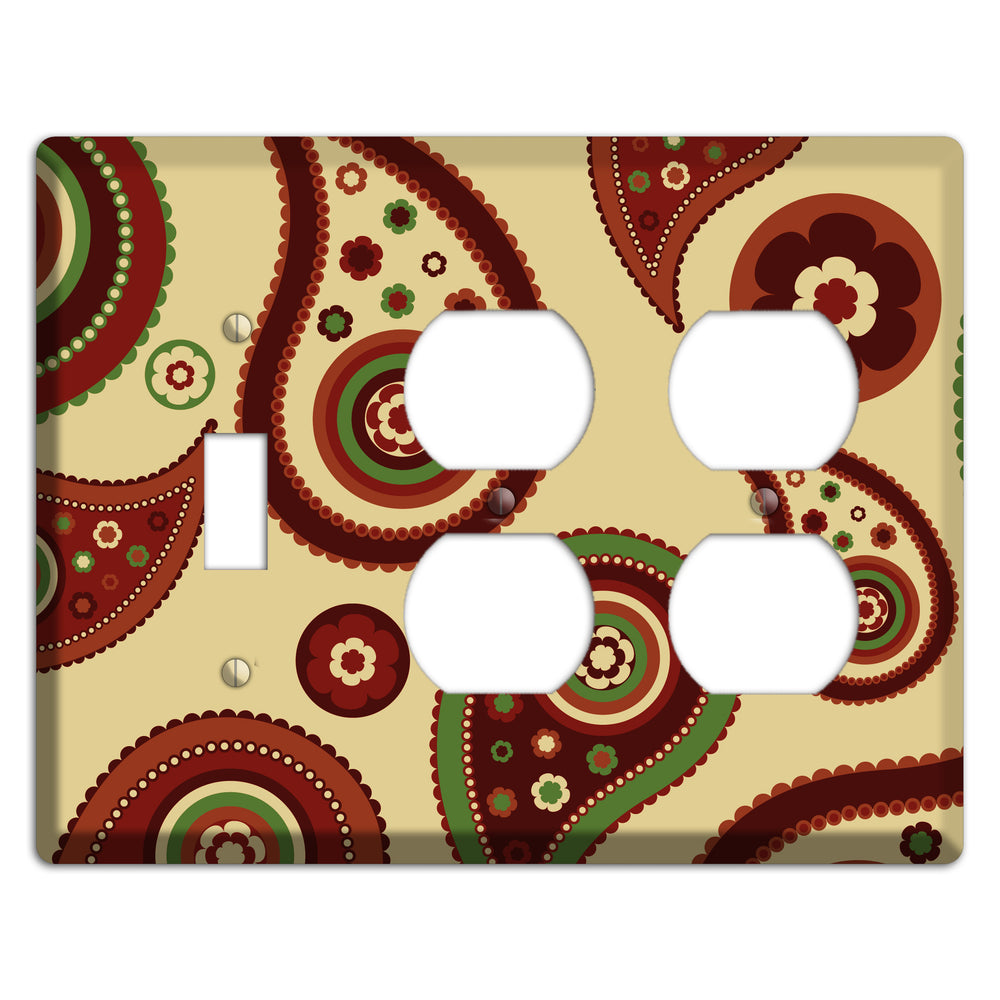 Beige Paisley Toggle / 2 Duplex Wallplate