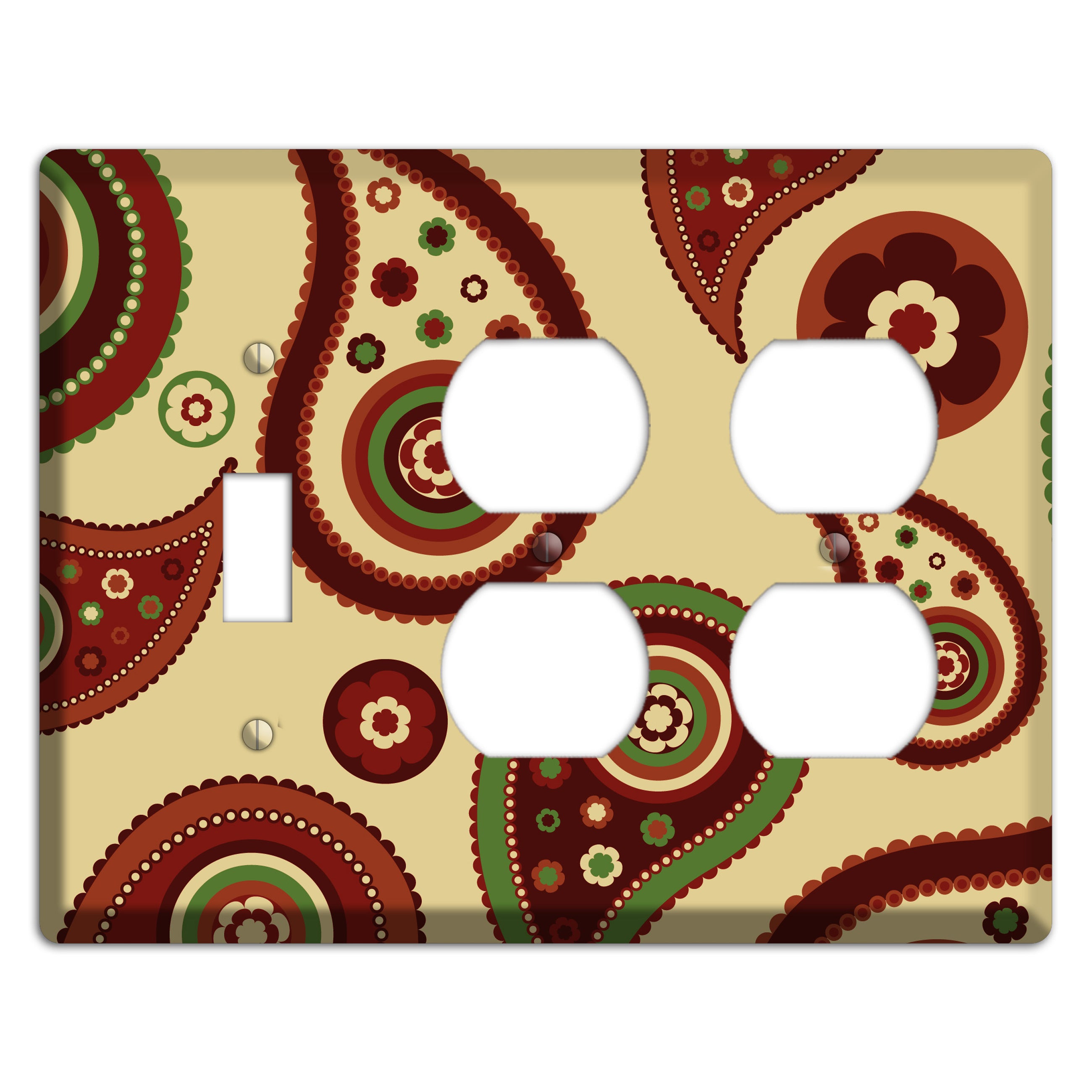 Beige Paisley Toggle / 2 Duplex Wallplate