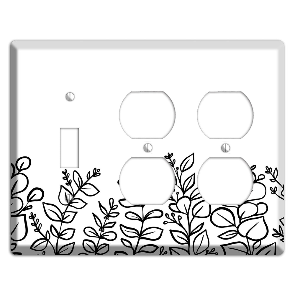 Hand-Drawn Floral 13 Toggle / 2 Duplex Wallplate