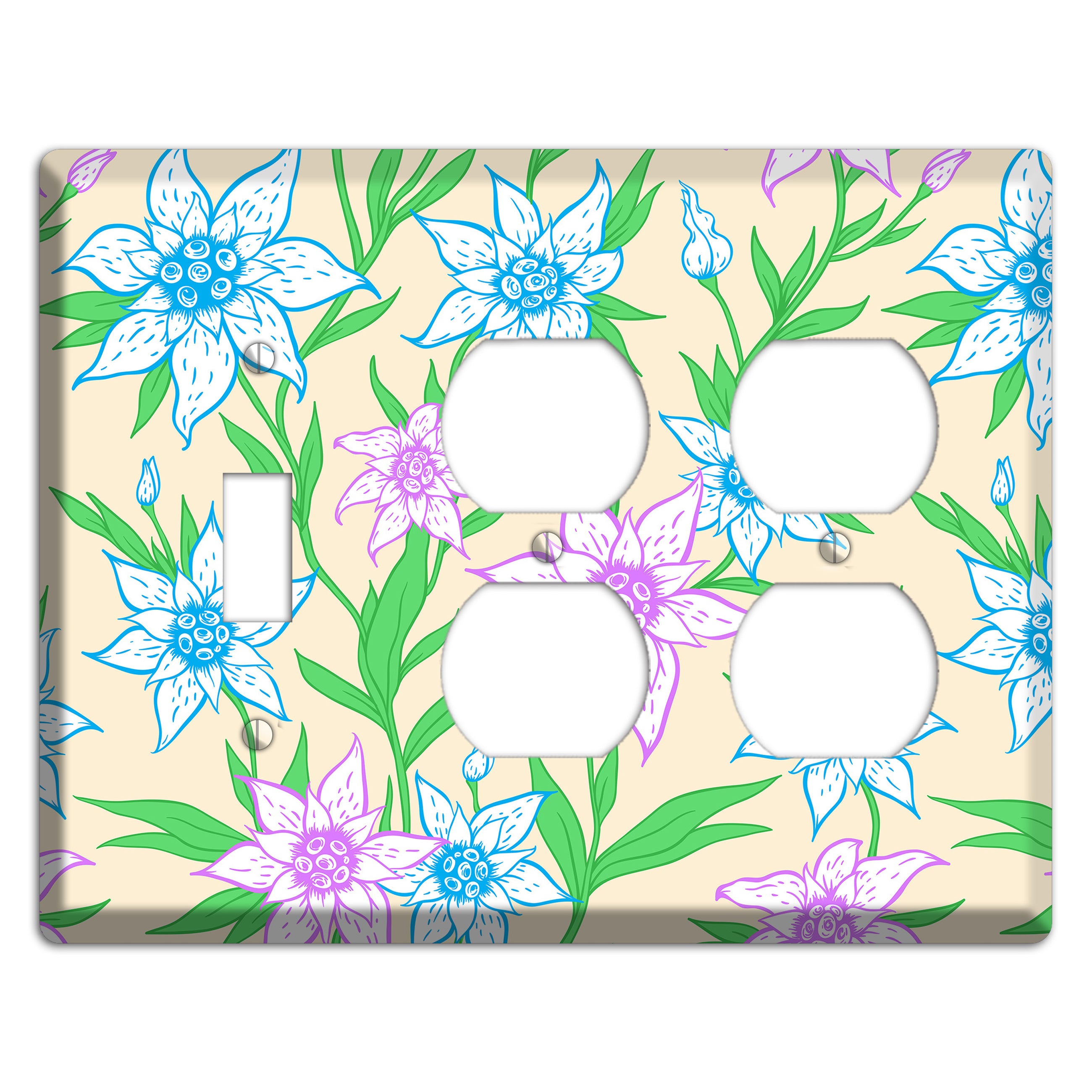Hand Drawn Flowers Style A Toggle / 2 Duplex Wallplate
