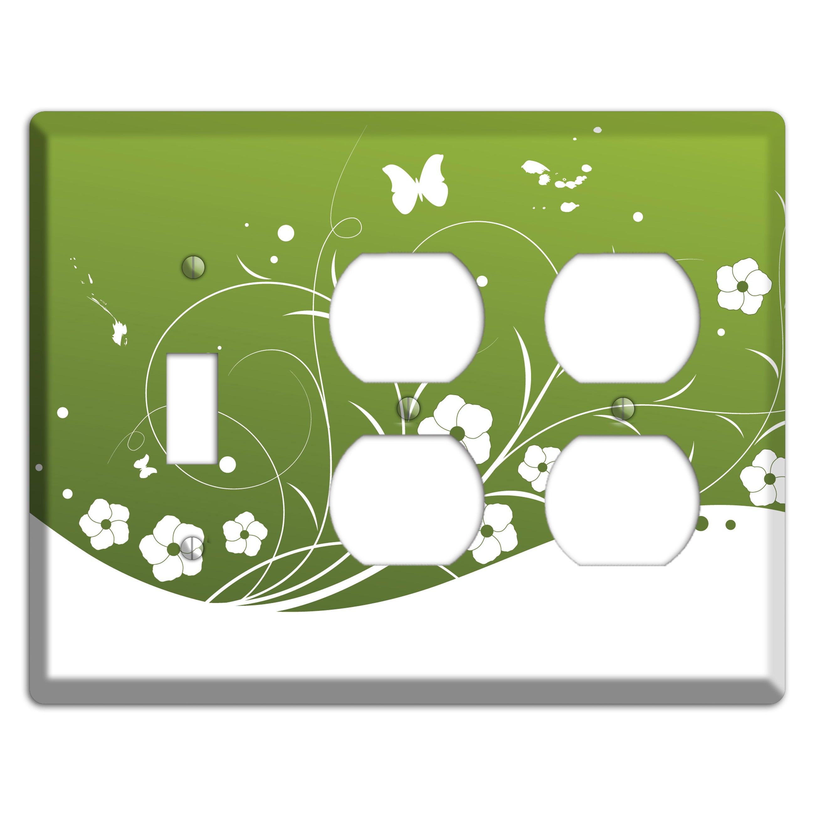 Green Floral Sprig Toggle / 2 Duplex Wallplate