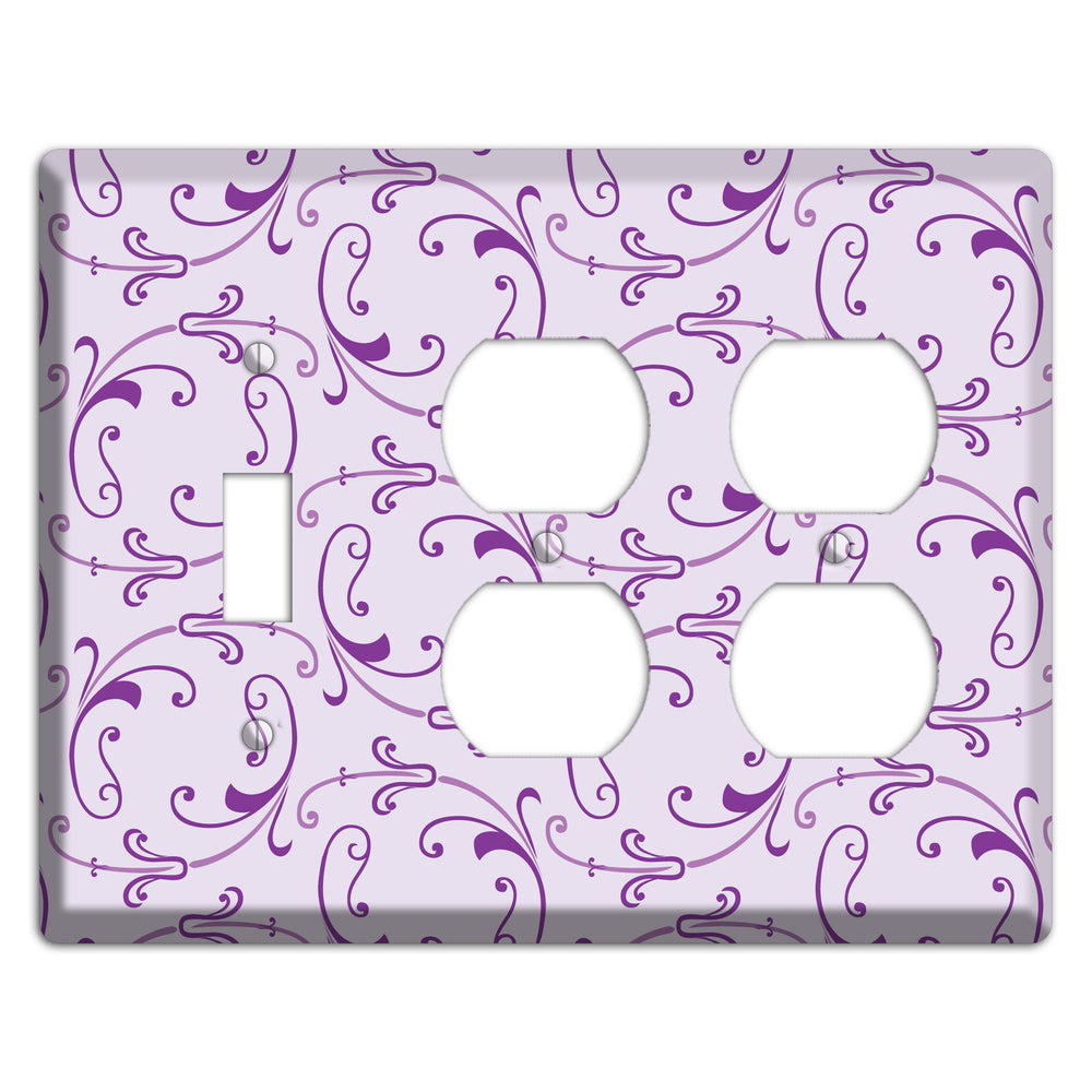 Lilac Victorian Sprig Toggle / 2 Duplex Wallplate