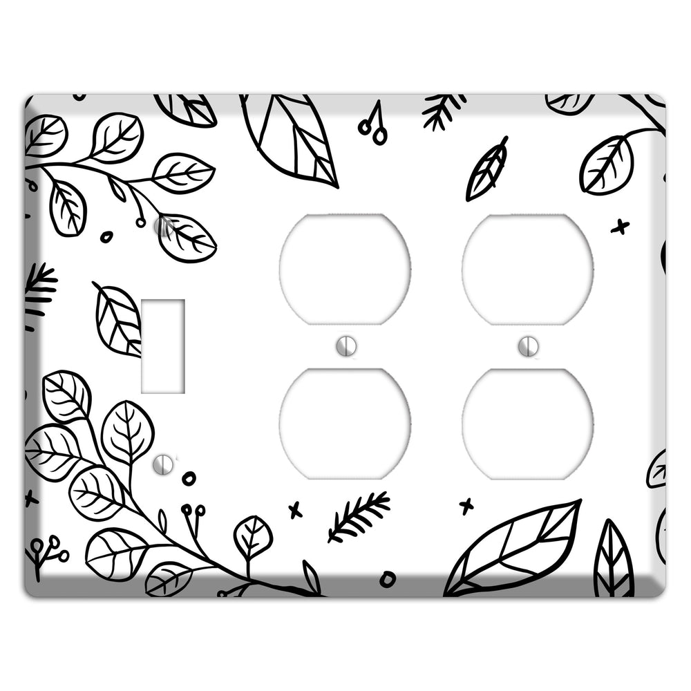 Hand-Drawn Floral 26 Toggle / 2 Duplex Wallplate