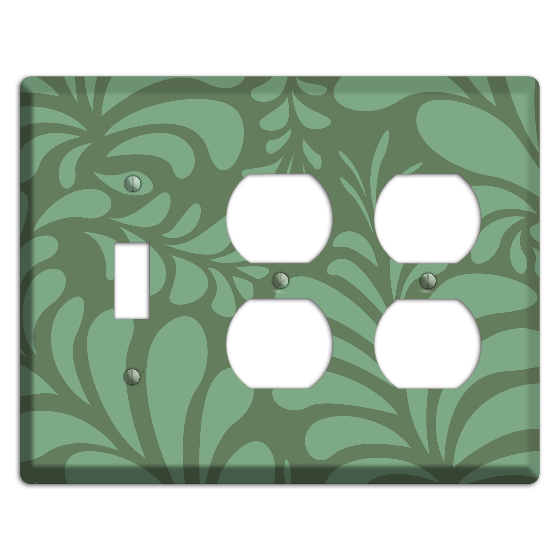 Green Herati Toggle / 2 Duplex Wallplate