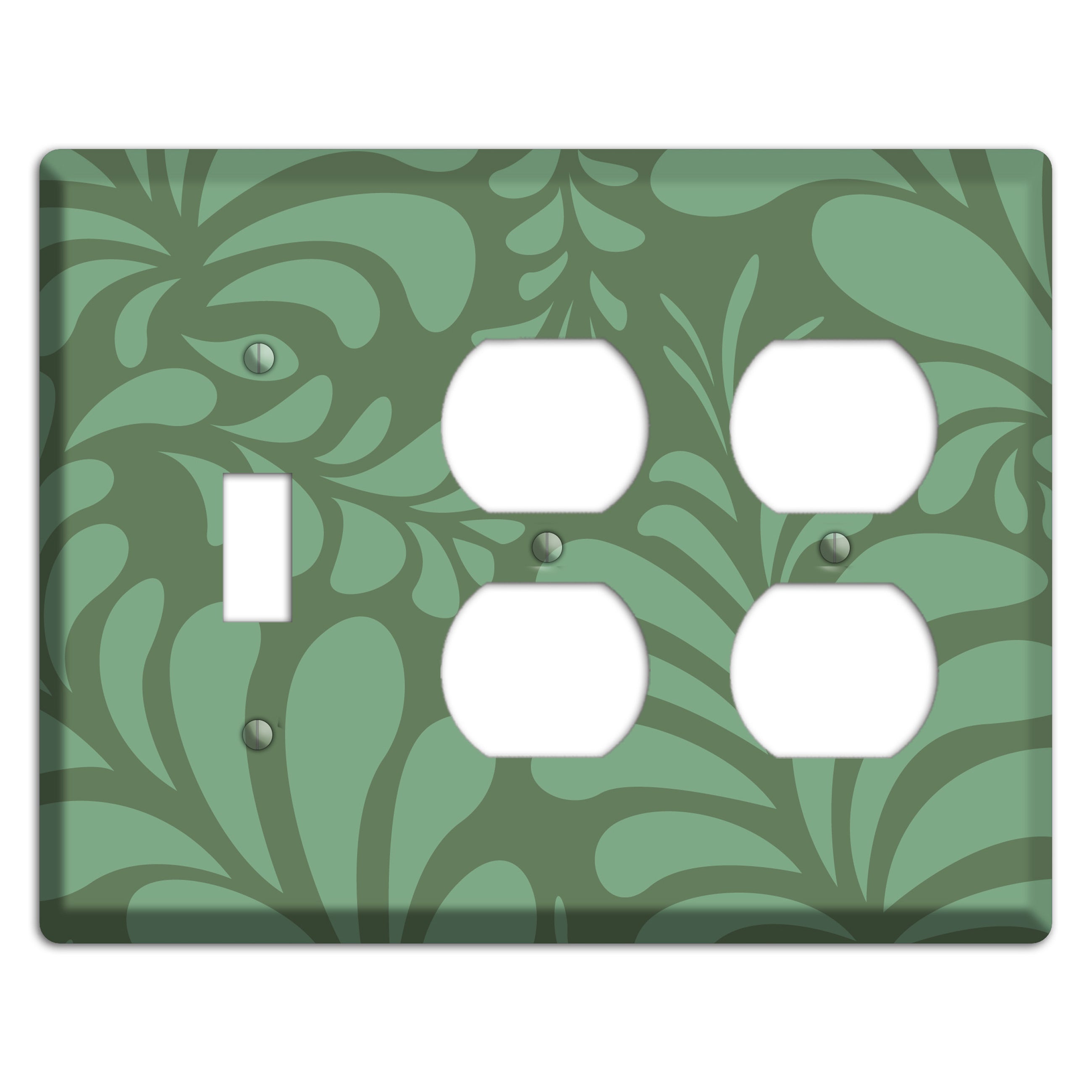 Green Herati Toggle / 2 Duplex Wallplate