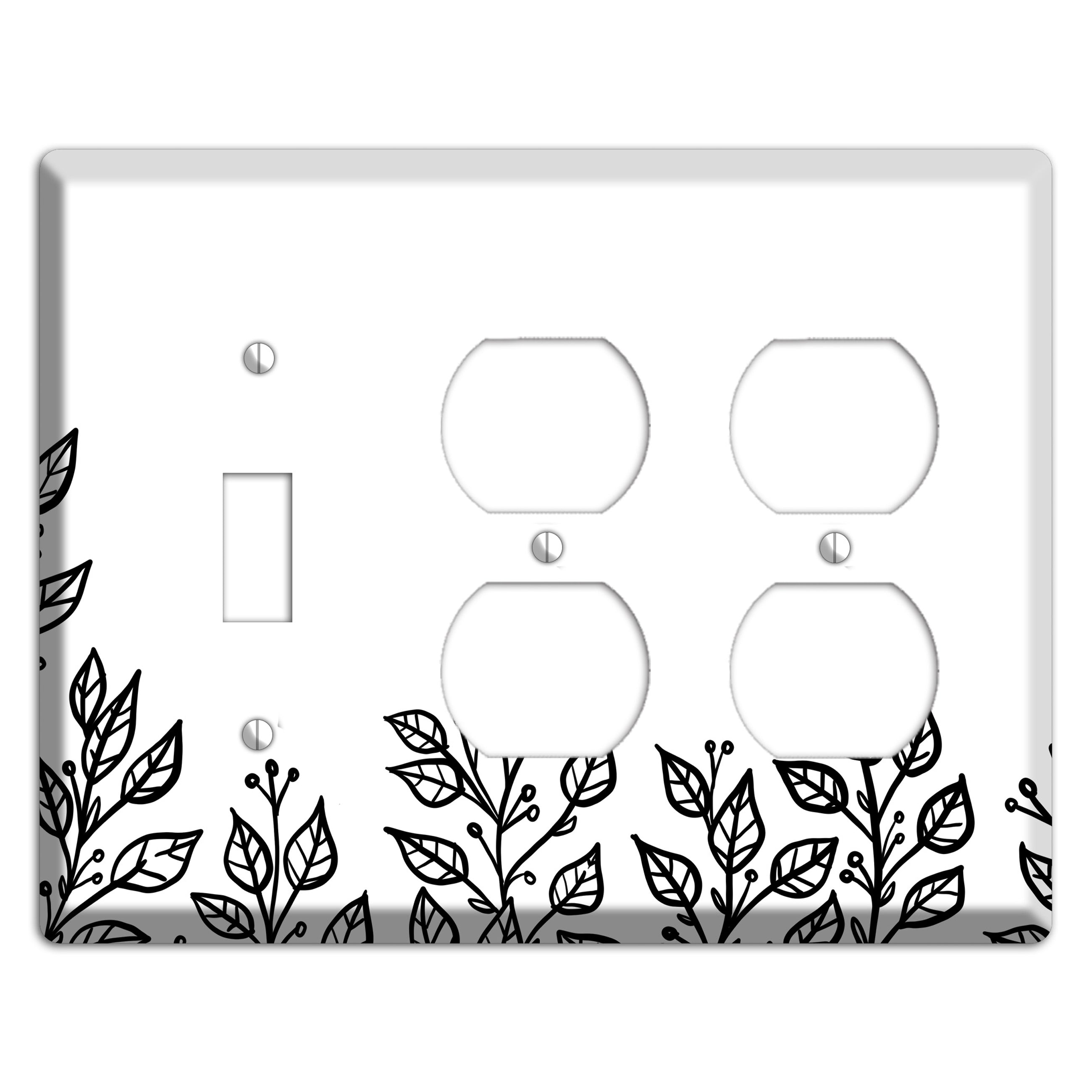 Hand-Drawn Floral 20 Toggle / 2 Duplex Wallplate