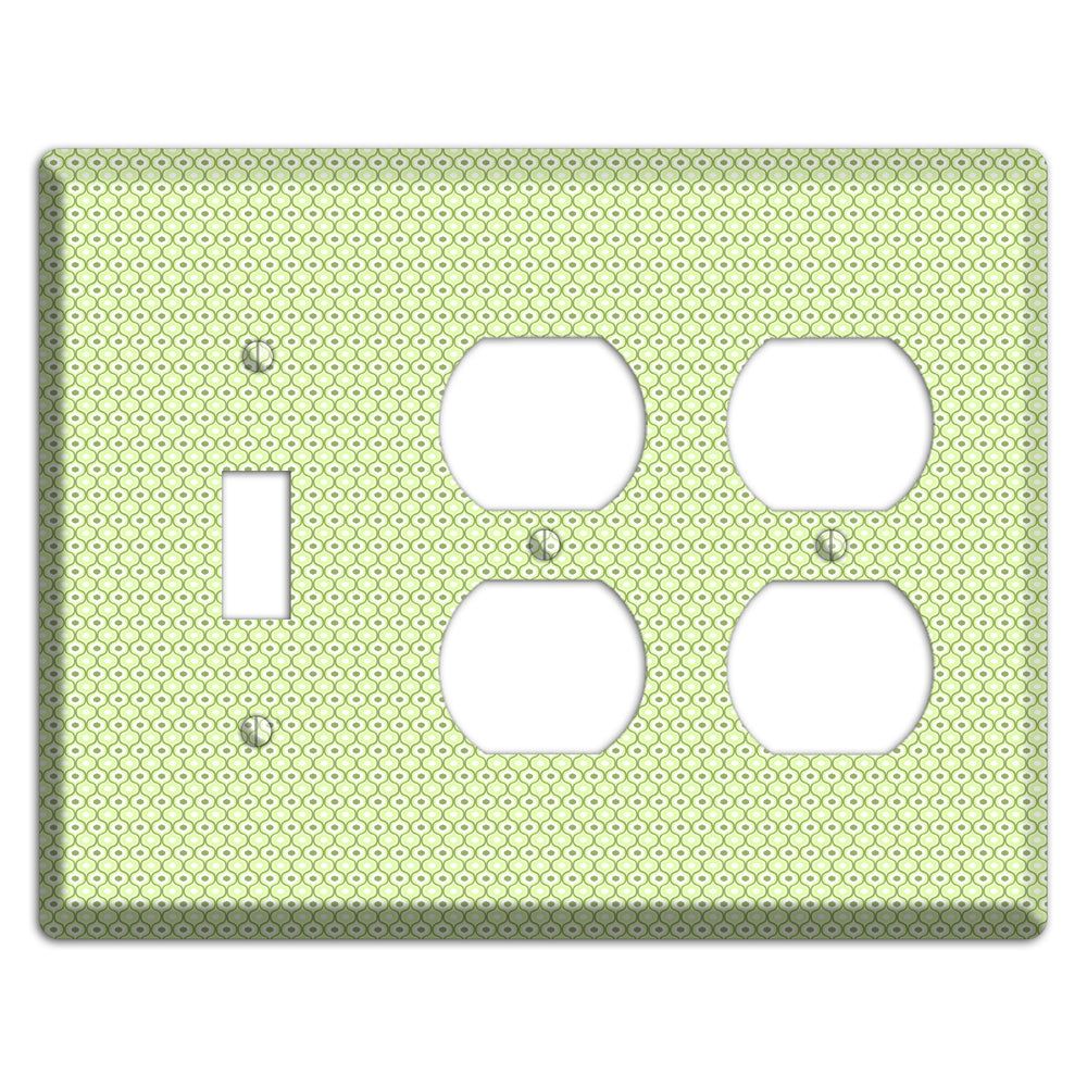 Multi Green Tiny Double Scallop Toggle / 2 Duplex Wallplate