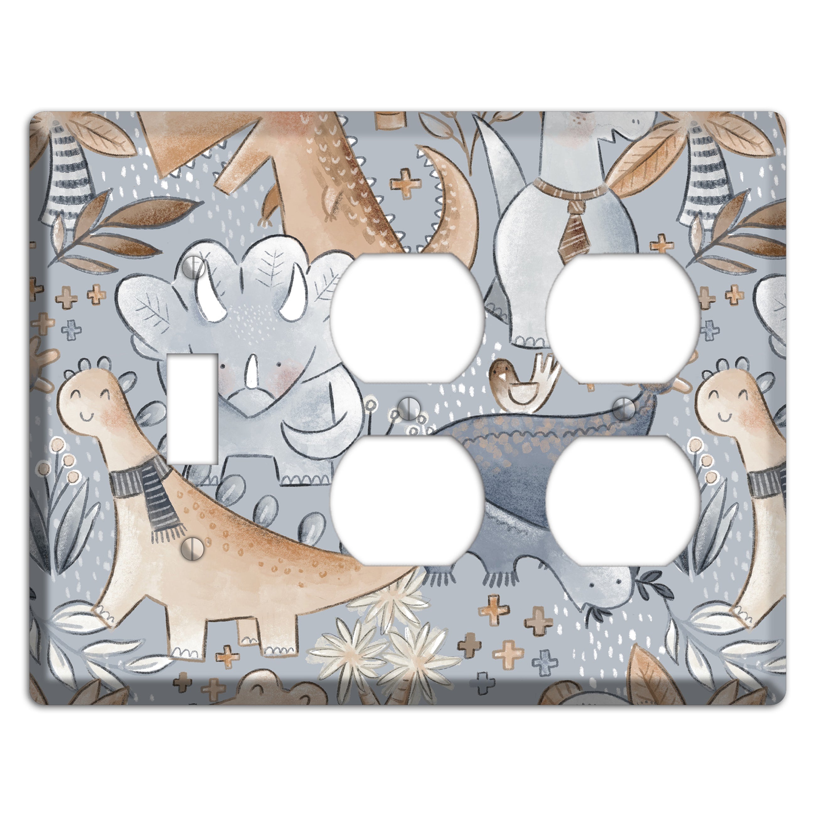 Dinosaur Friends Toggle / 2 Duplex Wallplate