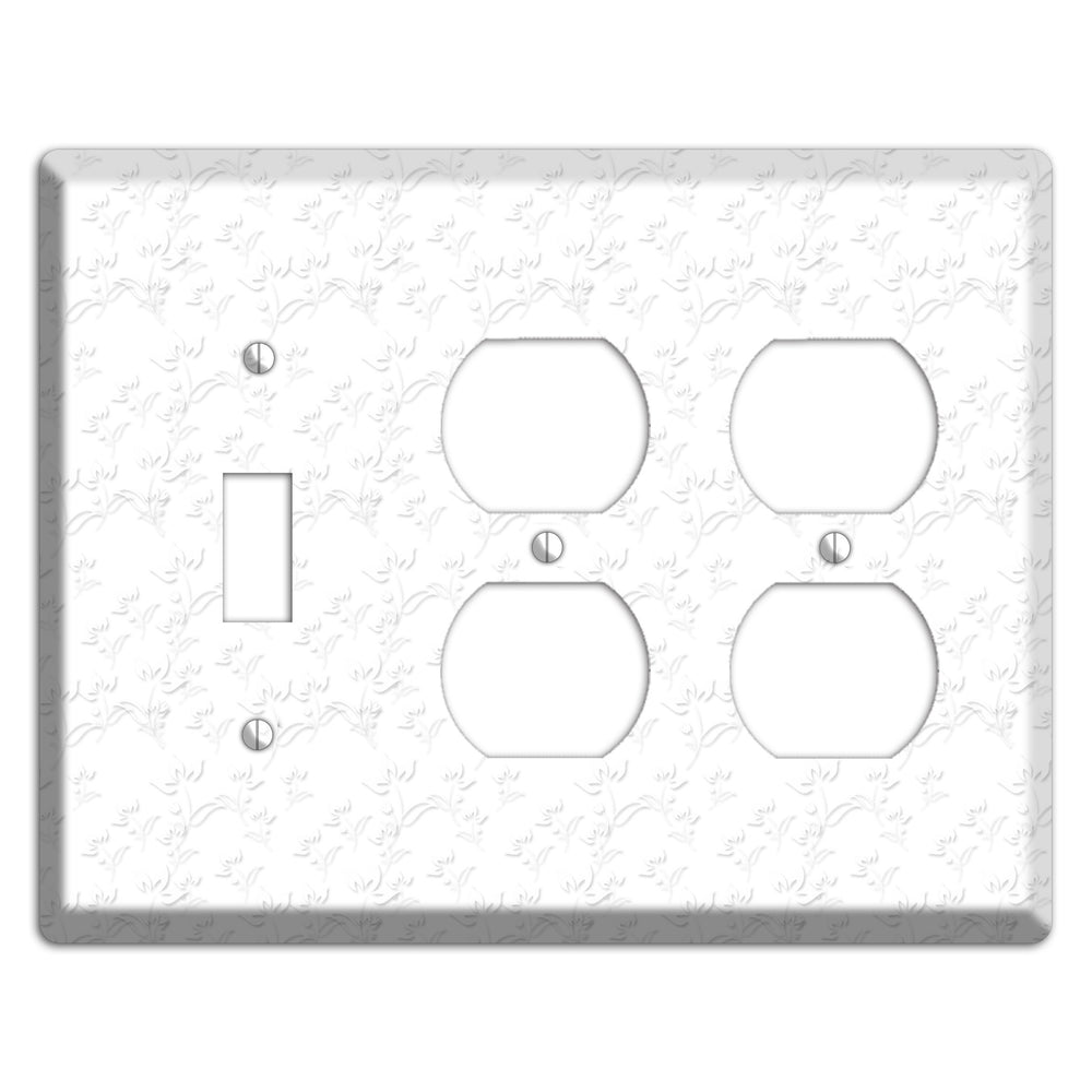 White with Grey Sprig Toggle / 2 Duplex Wallplate